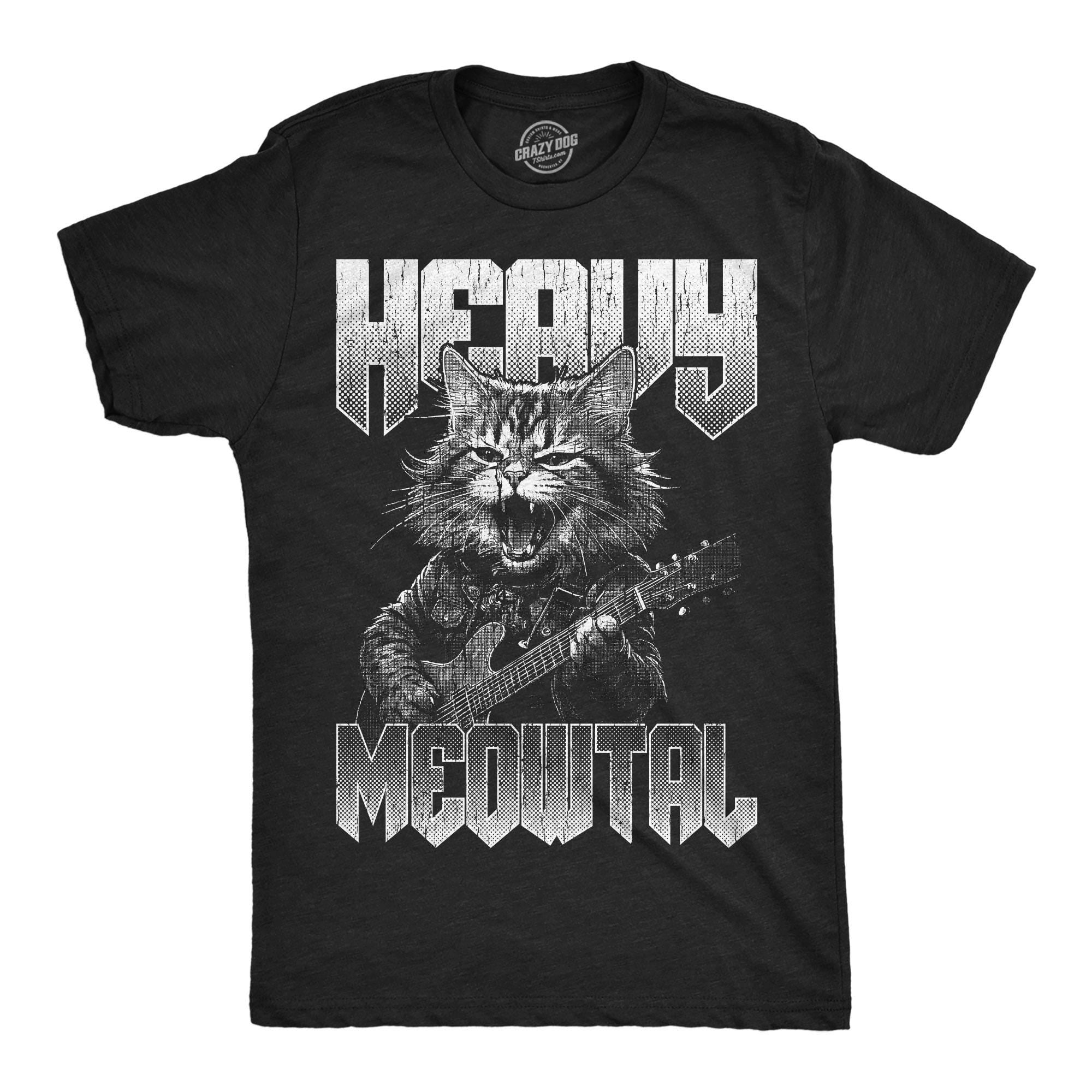 Heavy Metal Shirts Heavy Meowtal Shirts Cat Dad Shirts Funny Shirts Metal Fan Shirts Pun Shirts Funny Pun Shirts For Dad Cat Dad Gift Graphic Tee – Easygoing Wear · Great Gift For Fans