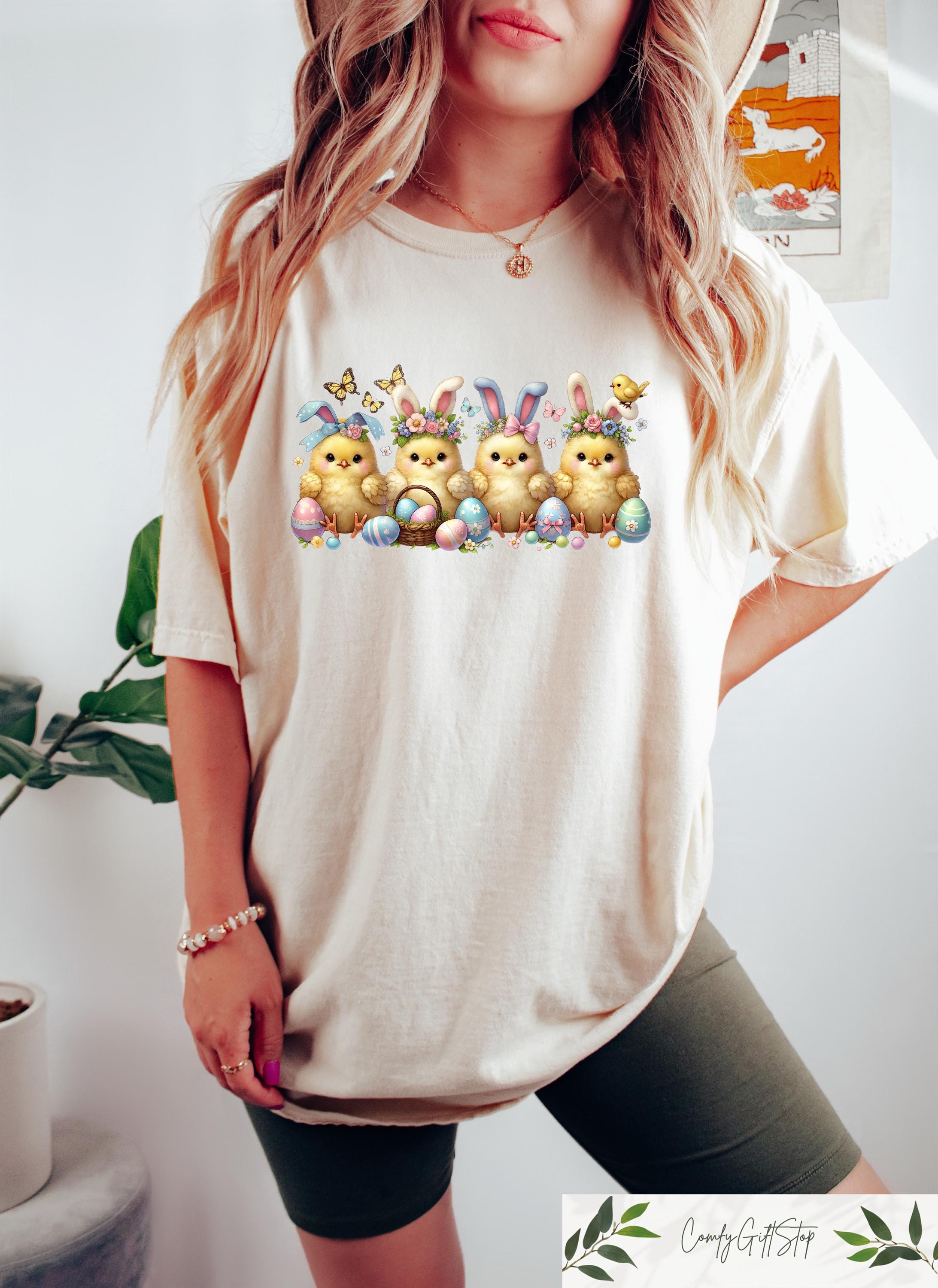 Retro Comfort Easter T shirt Easter Chick Shirt Women39s Easter Sweatshirt Easter Matching Gift Bunny Chick Tee Easter Egg Crewneck Sweatshirt – Easygoing Wear · Trending Graphic Apparel