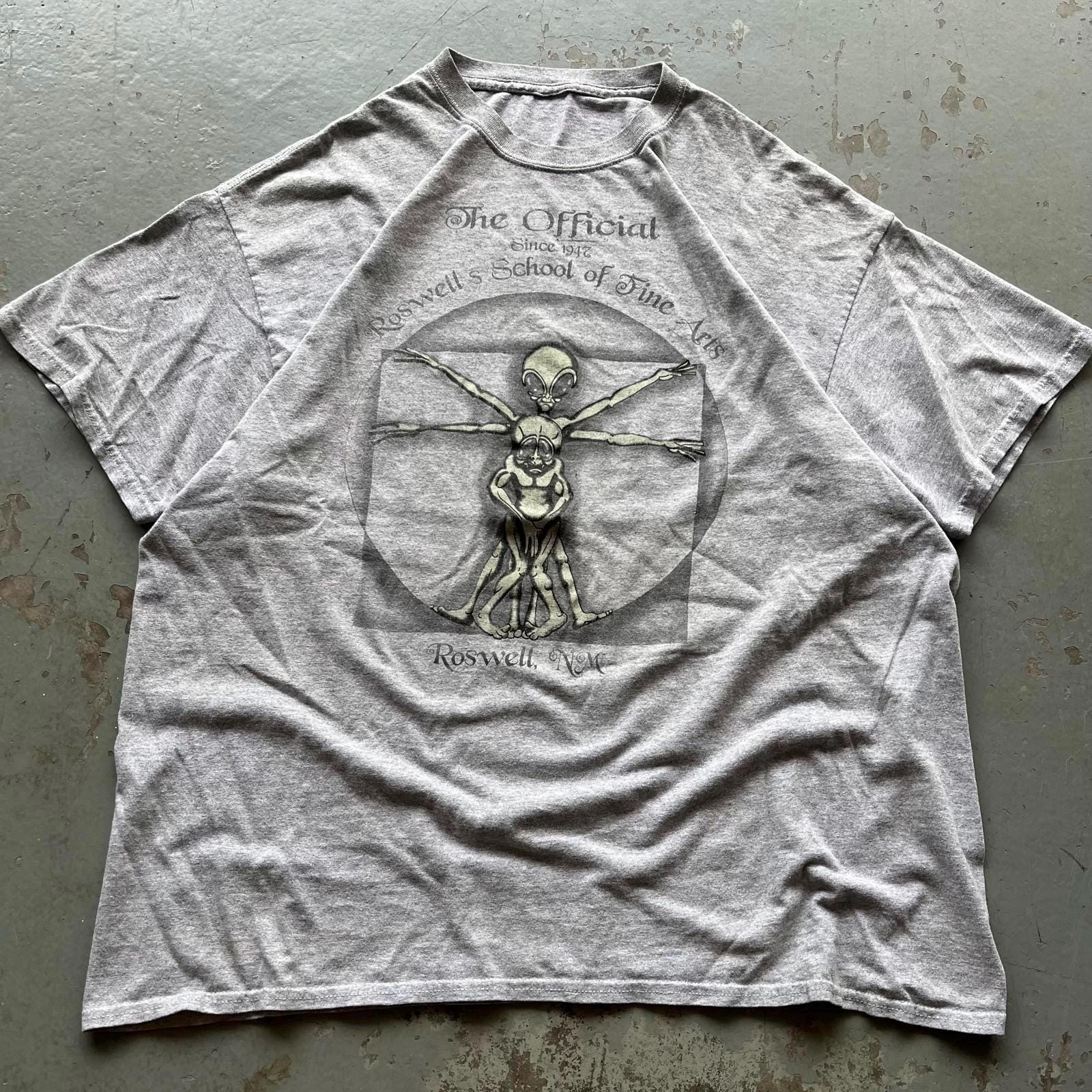 Vintage Y2K Vitruvian Man Alien Roswell Art Unique Shirt Graphic Tee – Soft Feel · High-Quality Print