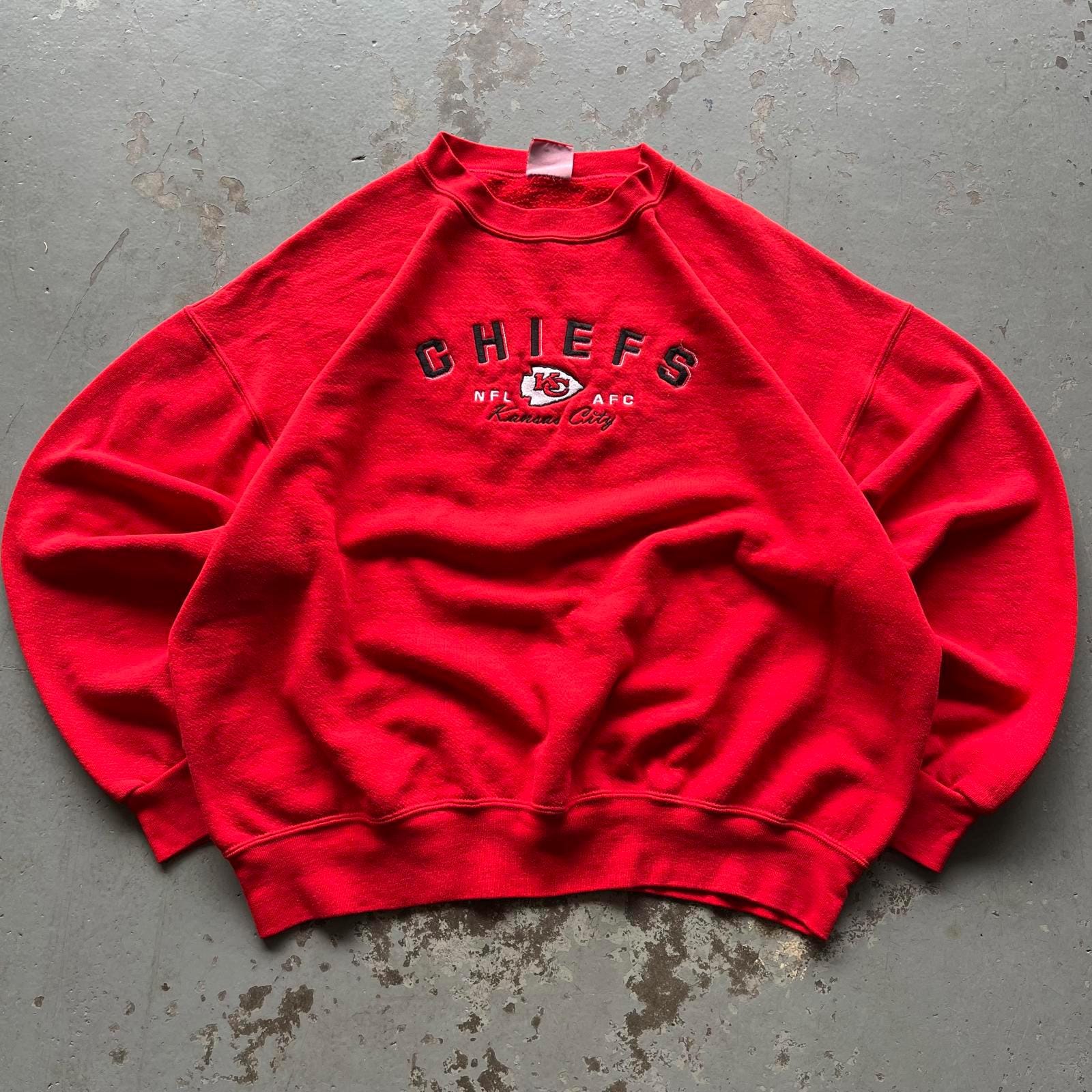 Vintage 90s Y2K Kansas City Chiefs Embroidery NFL Sweatshirt Sweatshirt – Cozy Vibes · Great Gift For Fans
