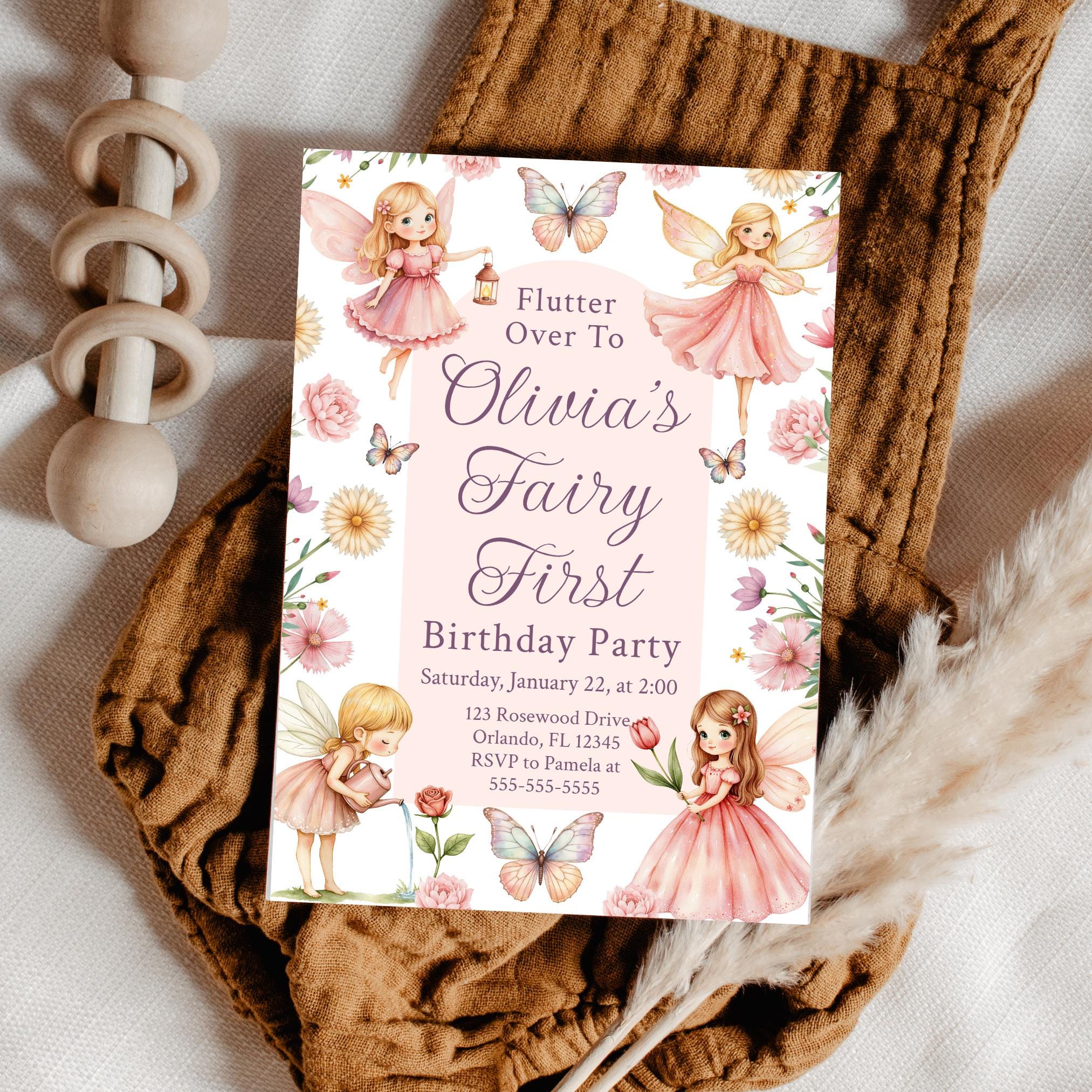 Fairy First Invitation Fairy First Birthday Girl 1St Birthday Fairy 1St Birthday Printable Invitation Fairy Birthday Party Editable FB5 Graphic Tee – Fan Favorite · Perfect For Daily Wear