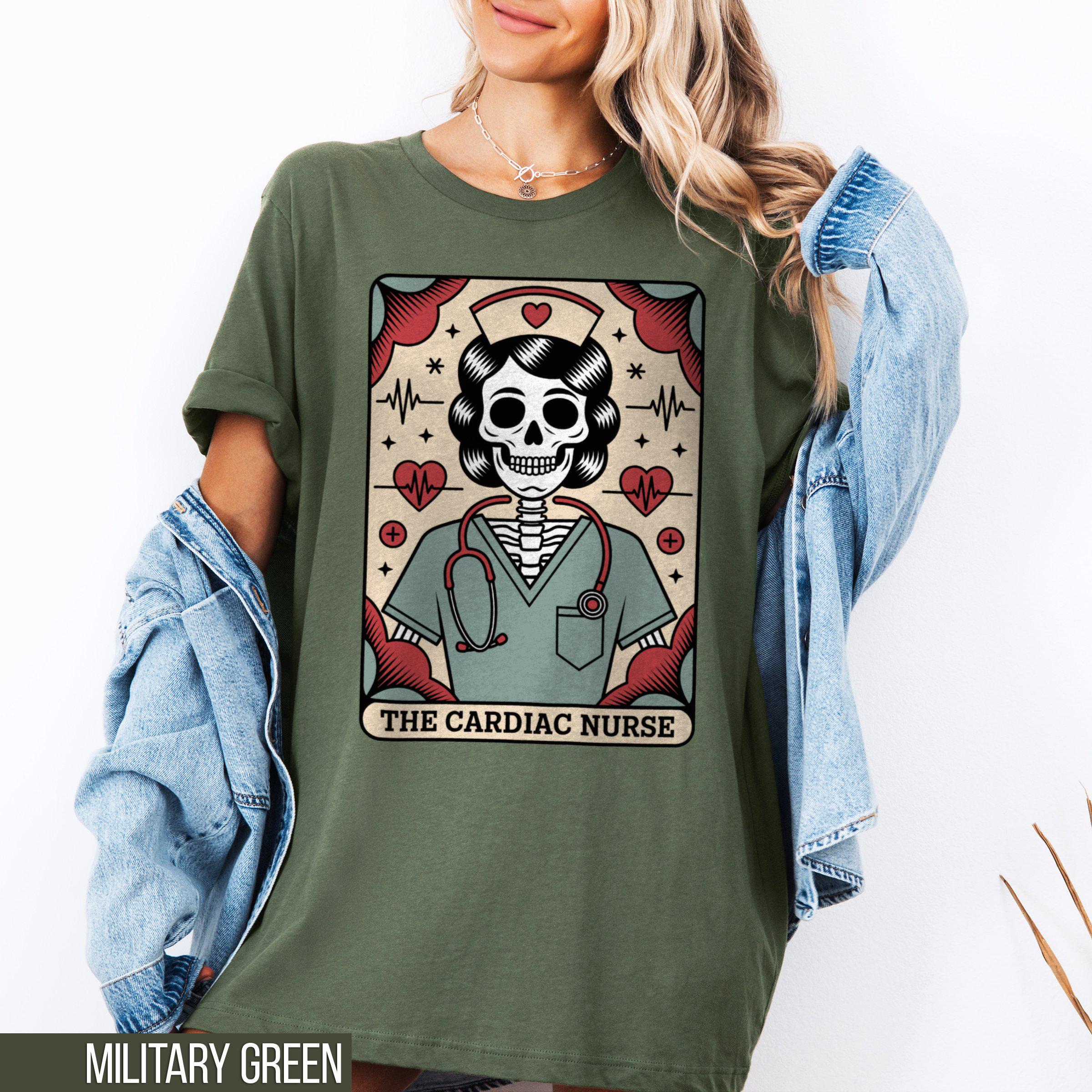 Cardiac Nurse Shirt Tarot Card Shirt Funny Meme Shirt Tarot Shirt Nurse Shirt Nurse Gift Skeleton Shirt Retro Shirt Nurse Crewneck Graphic Tee – Soft Feel · High-Quality Print