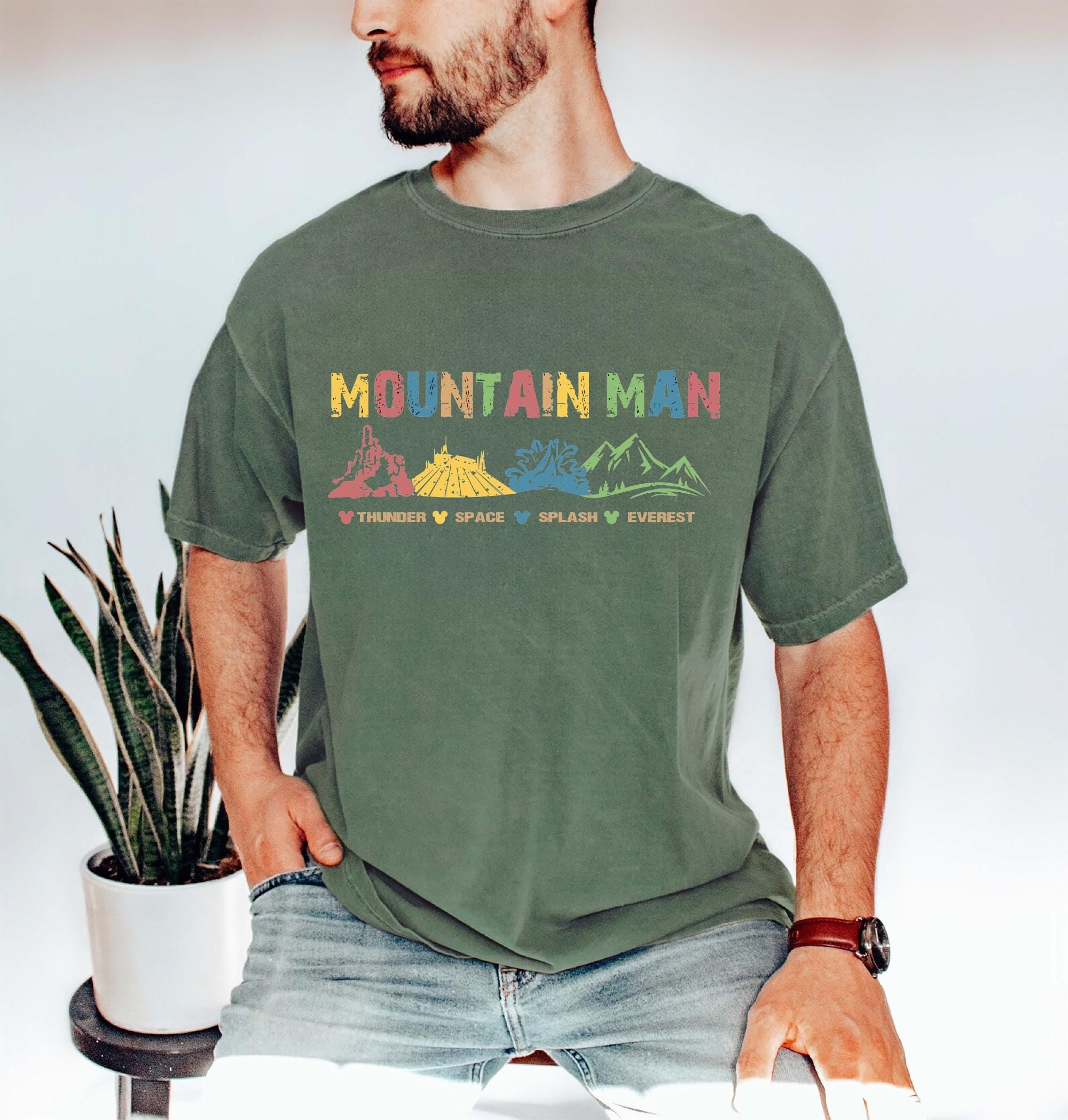 Mountain Man Disney ShirtDisney Inspired Gift for HimDisney Dad TeesAttractions Ride ShirtMens Disneyland T shirt Splash Space Thunder Graphic Tee – Aesthetic Look · High-Quality Print