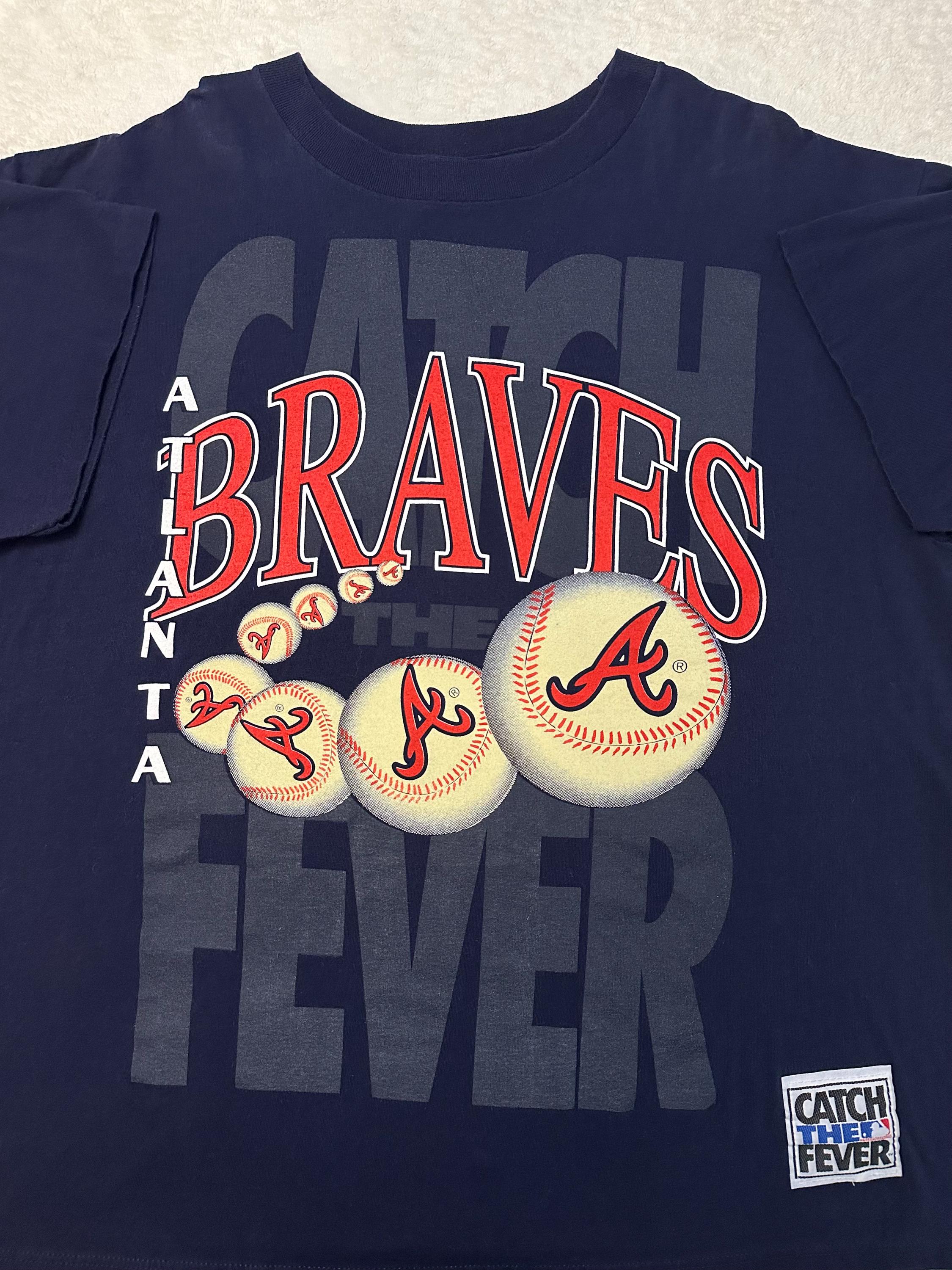 Vintage 1990s 90s Atlanta Braves MLB Baseball Catch The Fever Art T Shirt XL NEW Graphic Tee – Premium Graphic · High-Quality Print
