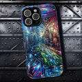 Futuristic Stained Glass Effect iPhone 16 Pro Max Tough Case Colorful Cyberpunk Cityscape Aesthetic Tech Gift X 11 12 14 15 iPhone Case Graphic Tee – Cozy Vibes · Must-Have Style