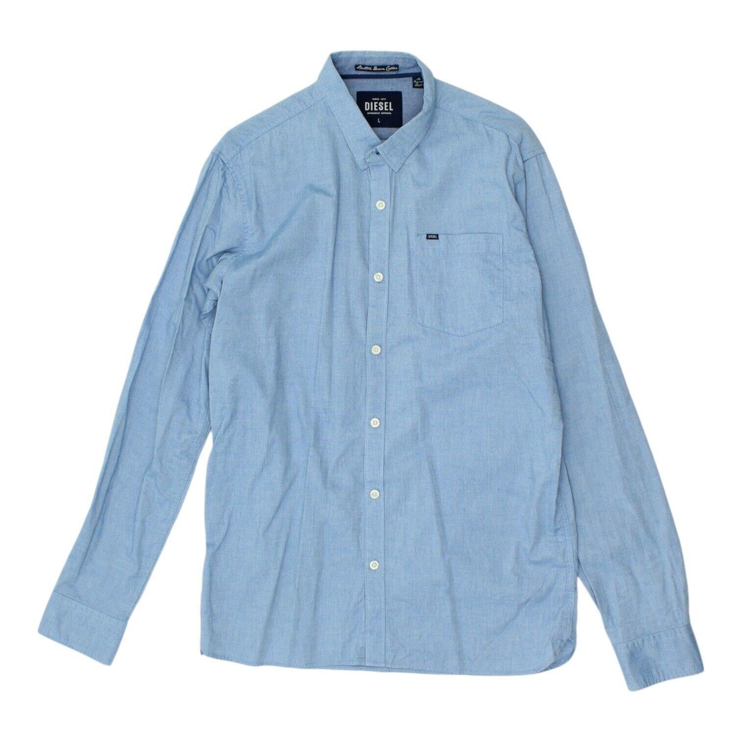 Diesel Mens Blue Shirt Button Up Long Sleeve Designer Smart Casual VTG Graphic Tee – Bold Style · High-Quality Print