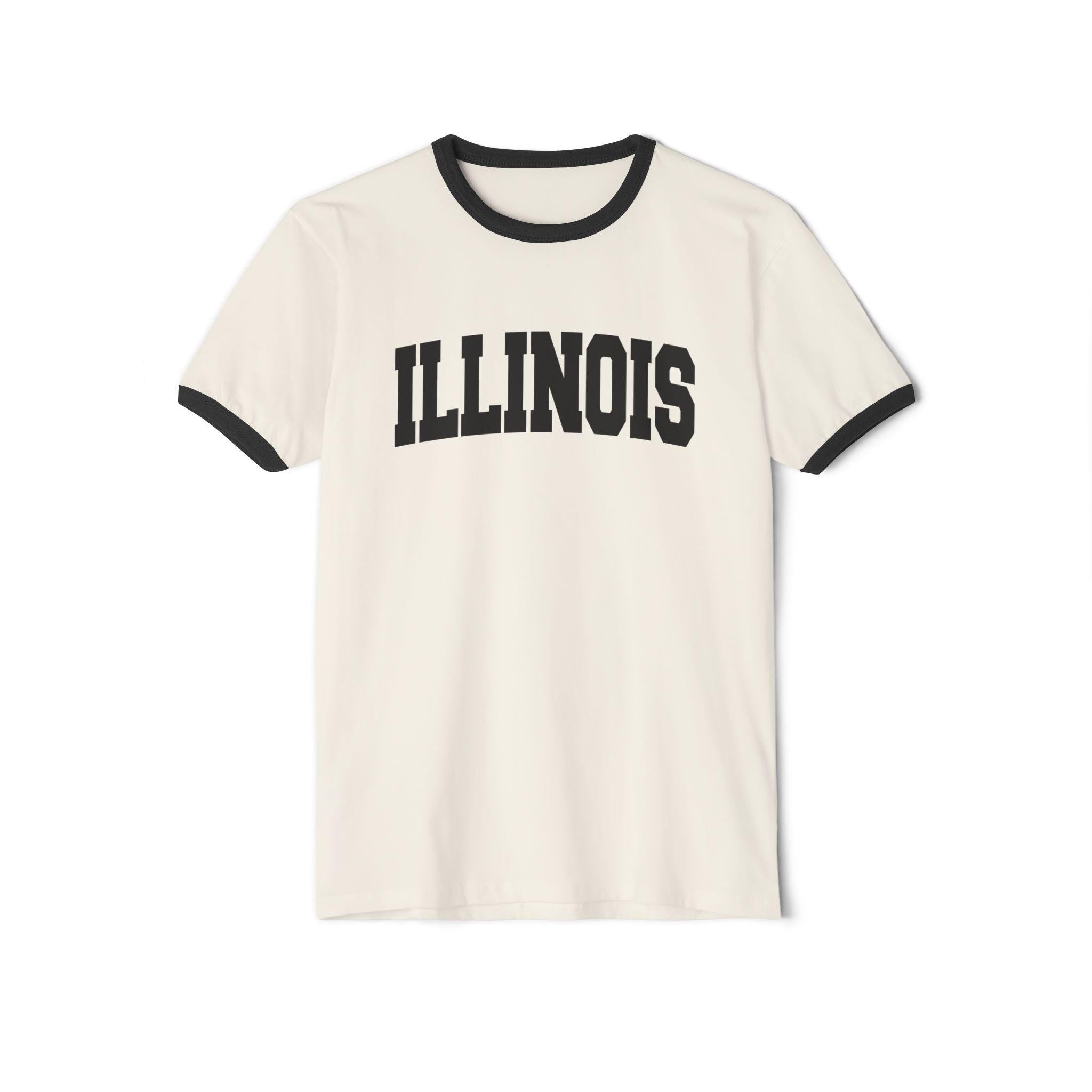 Illinois Cotton Ringer Graphic Tee Unisex Illinois T Shirt Vintage Style Tee Men39sWomen39s Tee Collegiate Style Graphic Tee – Easygoing Wear · Must-Have Style
