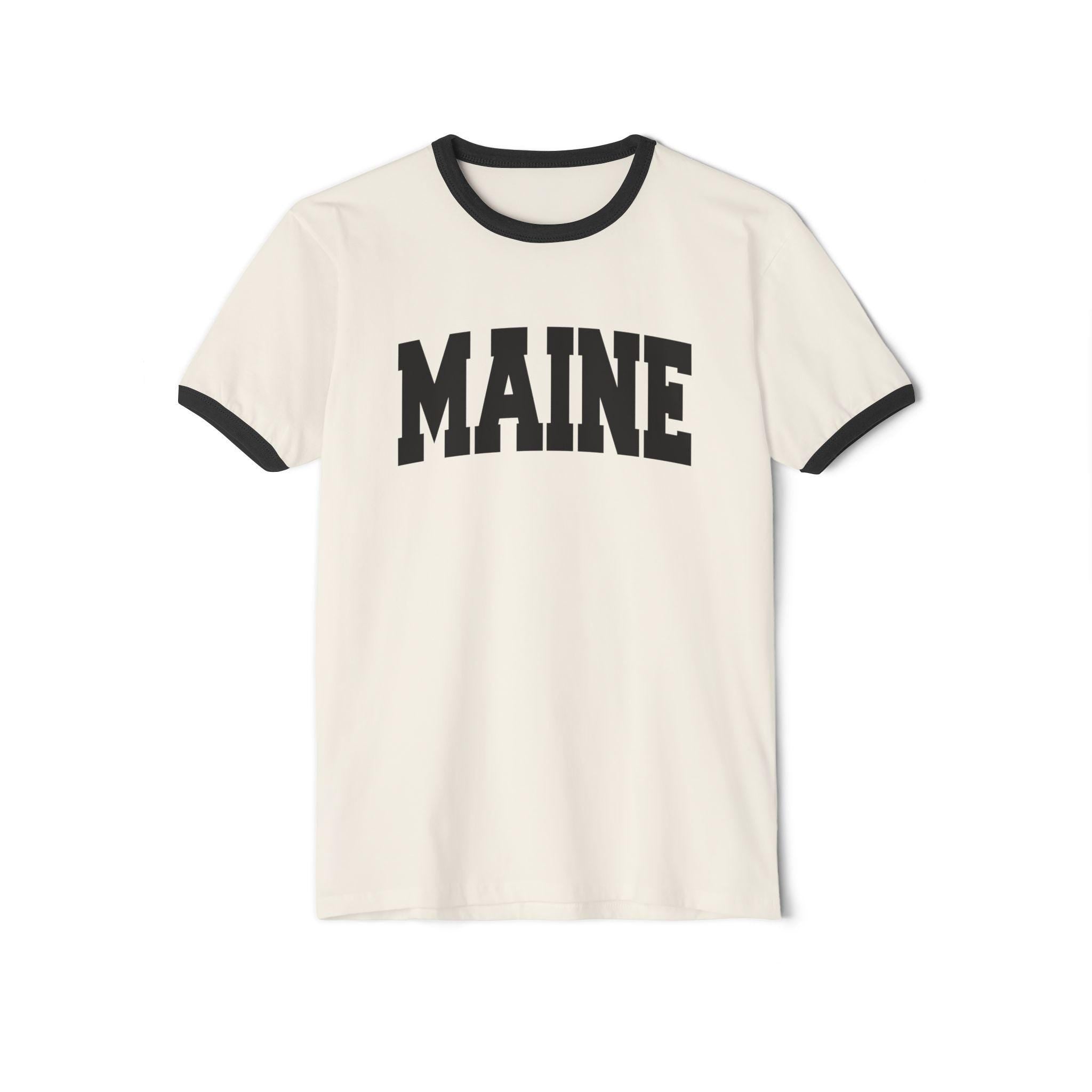 Maine Cotton Ringer Graphic Tee Unisex Maine T Shirt Vintage Style Tee Men39sWomen39s Tee Collegiate Style Graphic Tee – Soft Feel · Trending Graphic Apparel