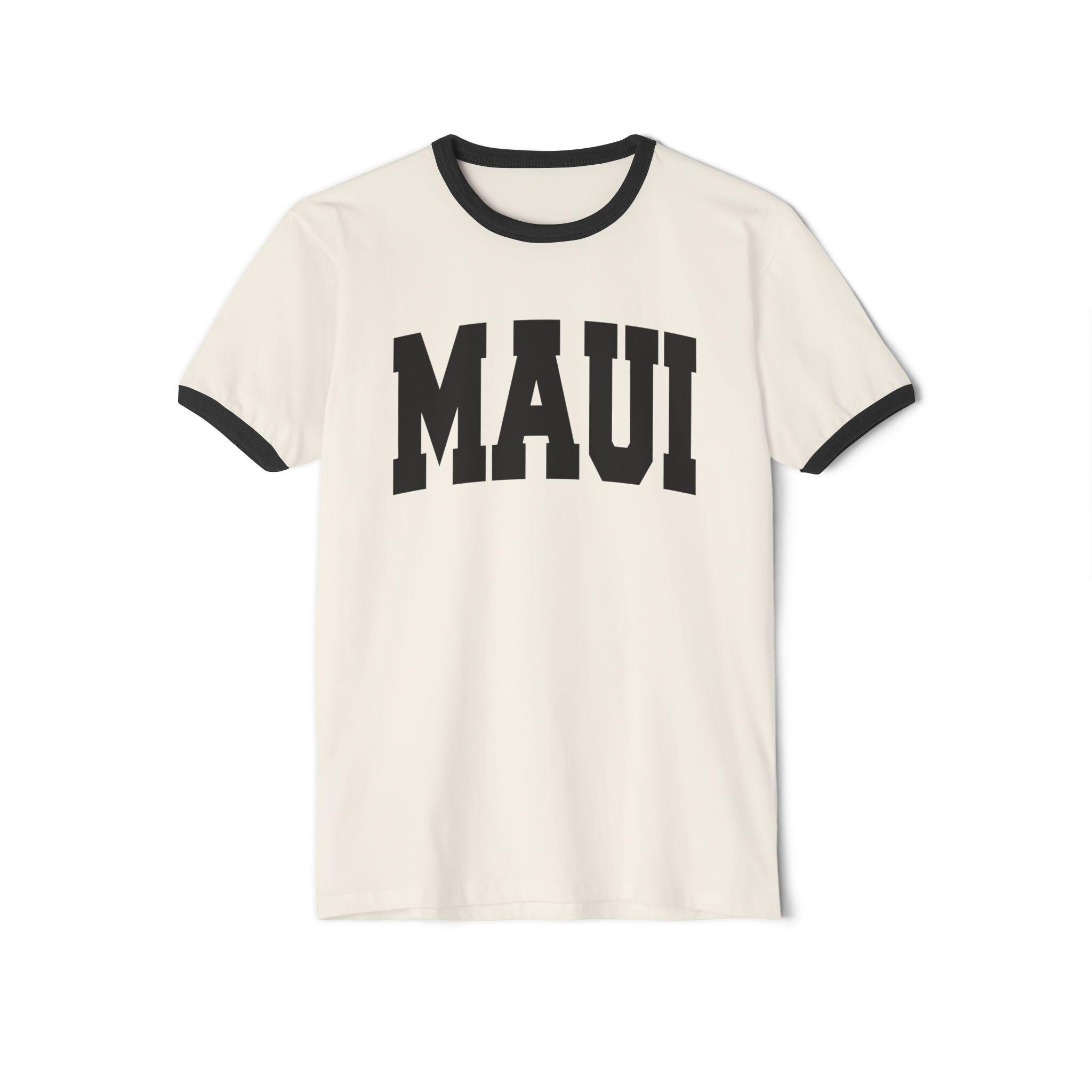 Maui Hawaii Cotton Ringer Graphic Tee Unisex Maui T Shirt Vintage Style Tee Men39sWomen39s Tee Collegiate Style Graphic Tee – Soft Feel · Must-Have Style