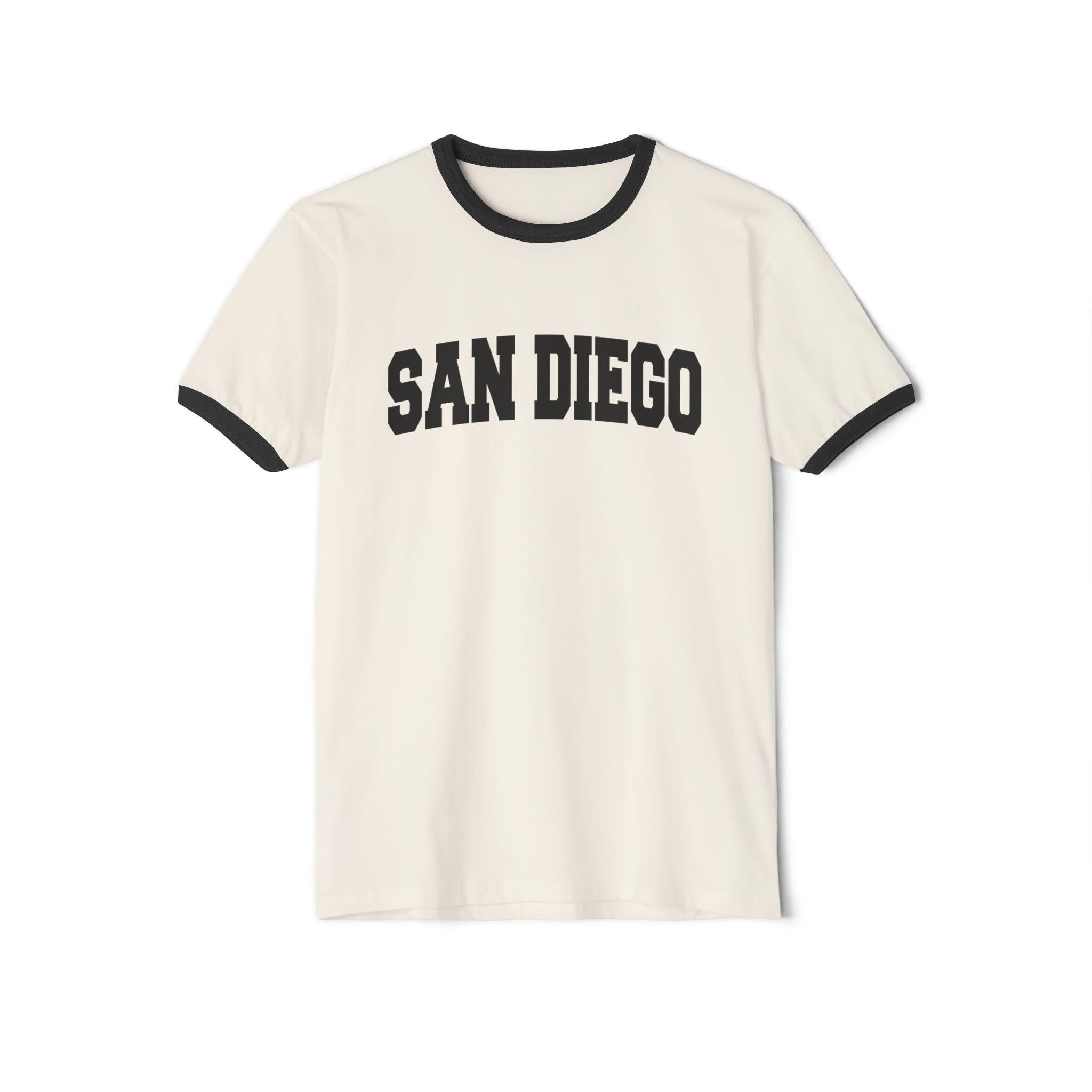San Diego California Cotton Ringer Graphic Tee Unisex San Diego T Shirt Vintage Style Tee Men39sWomen39s Tee Collegiate Style Graphic Tee – Easygoing Wear · Trending Graphic Apparel