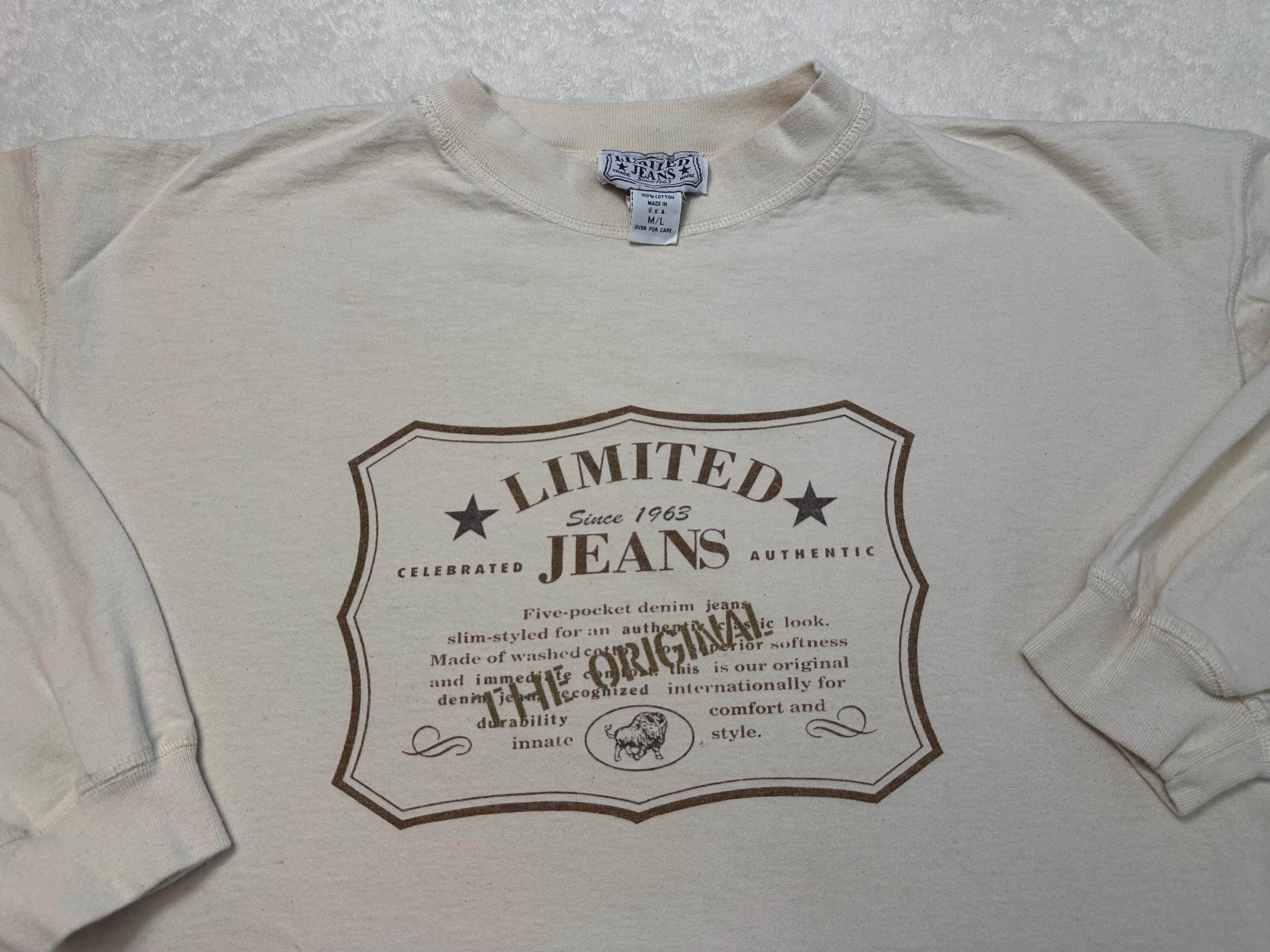 Vintage 1990s Limited Jeans Made In USA Streetwear Long Sleeve T Shirt Womens XL Graphic Tee – Fan Favorite · Perfect For Daily Wear