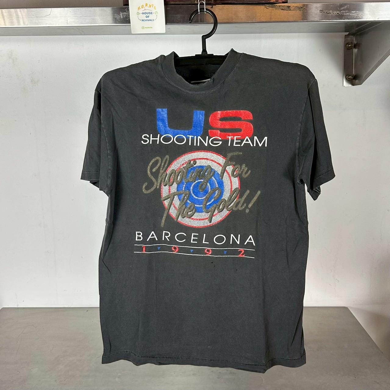 Vintage 1992 USA Olympics Shooting Team Shooting For The Gold single stitch T shirt Vintage Sports Tshirts Basketball Tshirt Graphic Tee – Easygoing Wear · High-Quality Print