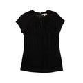 Max Mara Womens Black Top Vintage High End Designer Slit Collar Short Sleeve Graphic Tee – Aesthetic Look · Perfect For Daily Wear