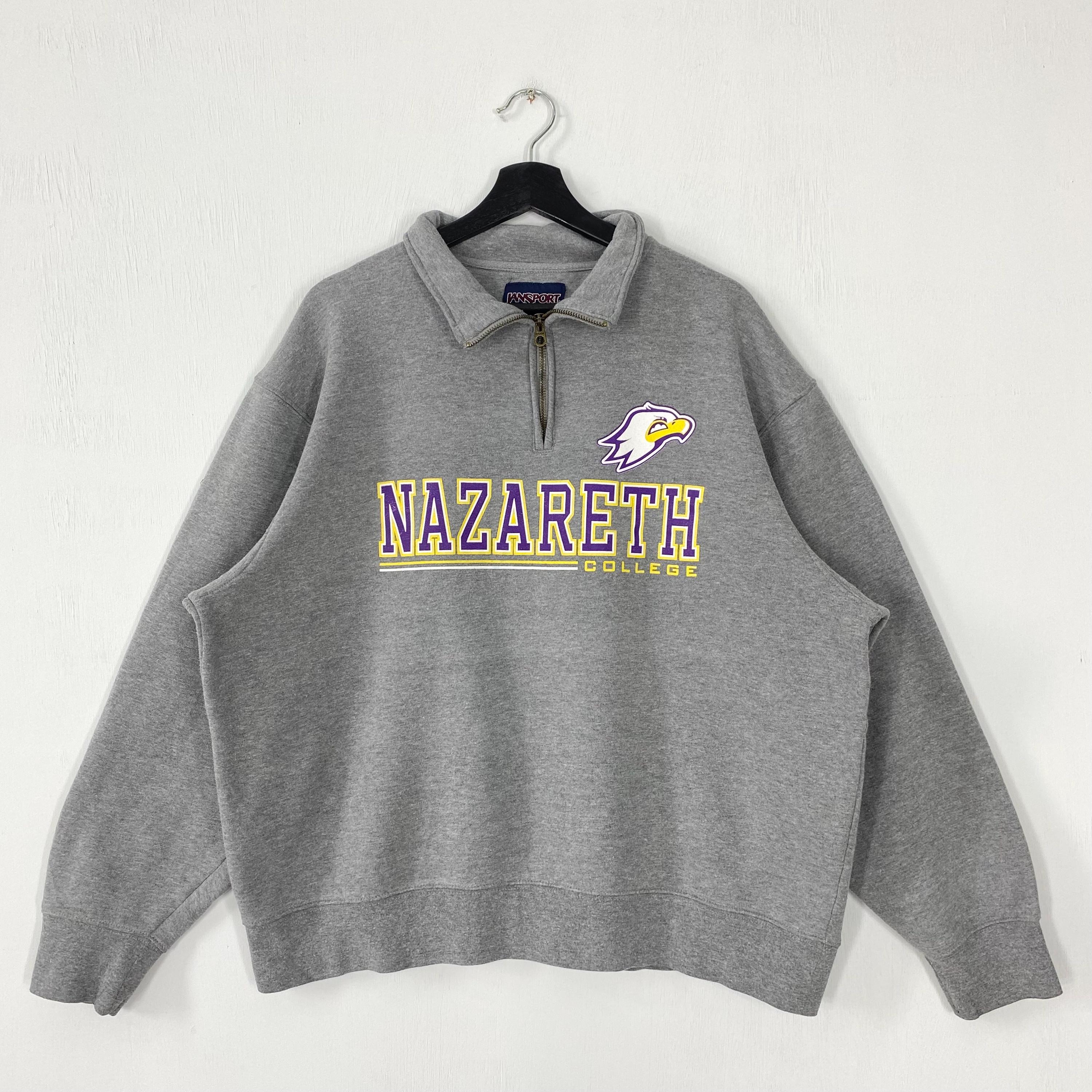 Vintage Nazareth College Sweatshirt Nazareth University Crewneck Nazareth Sweater Pullover Nazareth Golden Flyers Print Logo Grey XLarge Sweatshirt – Aesthetic Look · Top Pick For Any Outfit