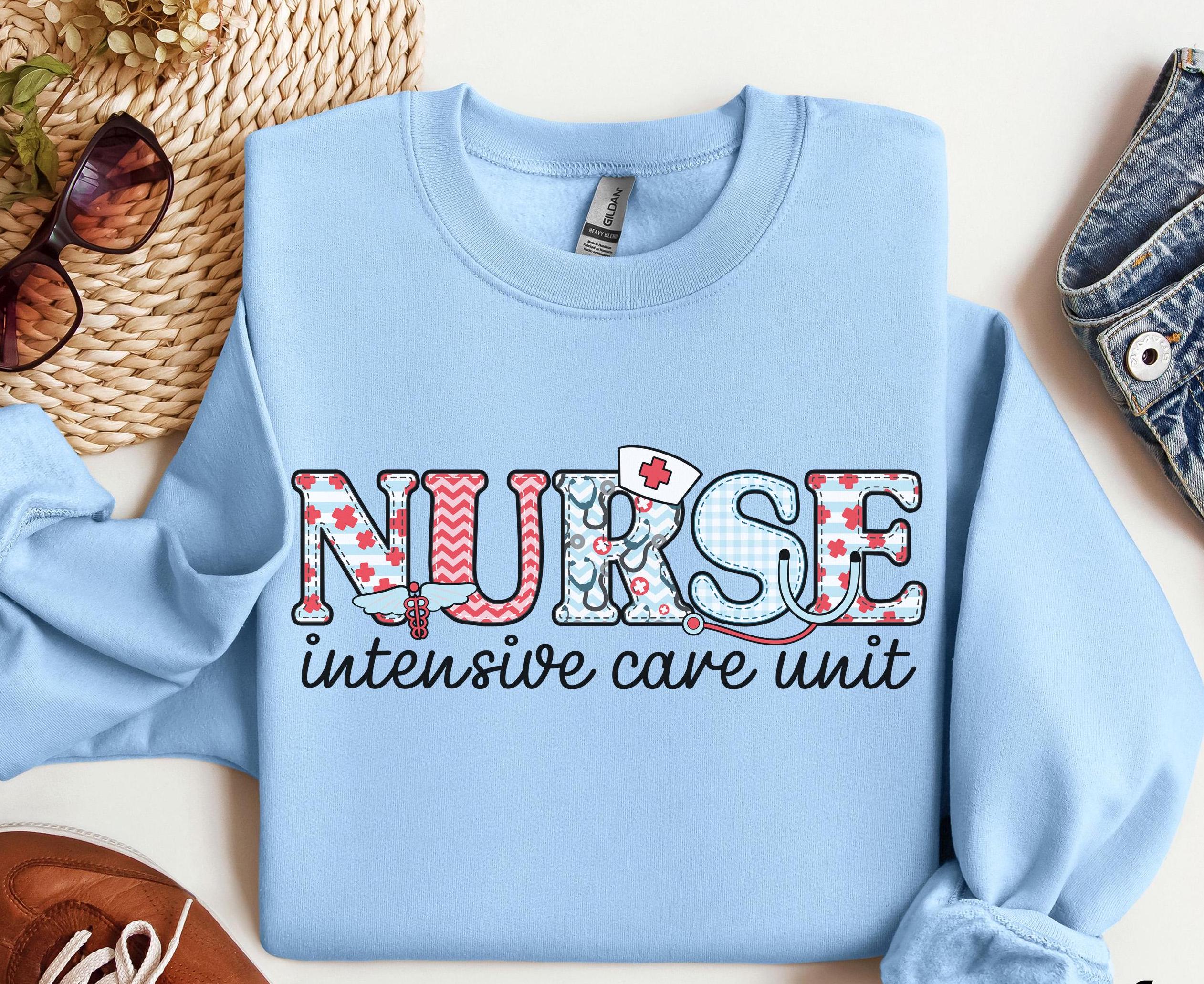 Intensive Care Unit Sweatshirt ICU Sweater Stethoscope Nurse Crew RN Crewneck Emergency ICU Nursing Graduation Appreciation Gift Sweatshirt – Cozy Vibes · Must-Have Style