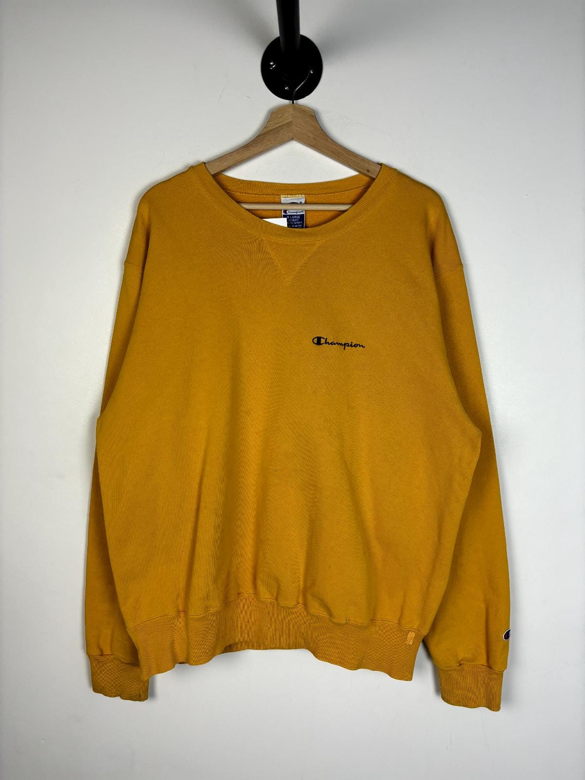 Vintage 9039s Champion Spellout Yellow Crewneck Size XL Graphic Tee – Aesthetic Look · High-Quality Print