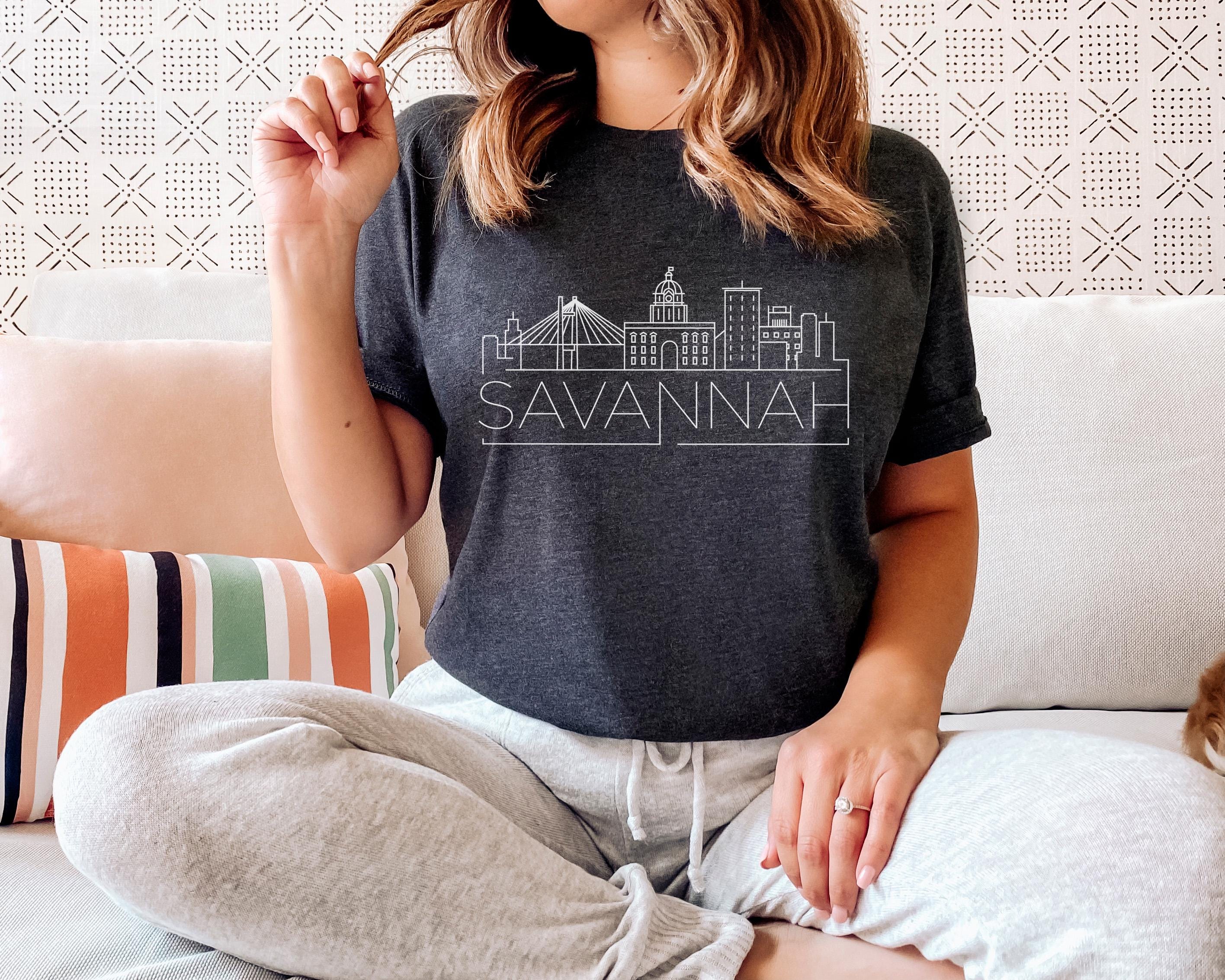 Savannah Georgia TShirt Adult Unisex Skyline Savannah T Shirt Personalization Available Graphic Tee – Fan Favorite · High-Quality Print