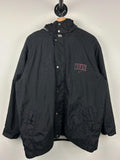 Vintage 90s Nike Swoosh Spellout Black Sherpa Lined Hooded Jacket Size M Graphic Tee – Easygoing Wear · High-Quality Print
