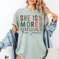 Christian Shirt Christian Women Tee Mom Gift Sister Gift Friend Gift Cross She is More Precious Than Jewels Faith Graphic Tee – Warm & Stylish · Trending Graphic Apparel