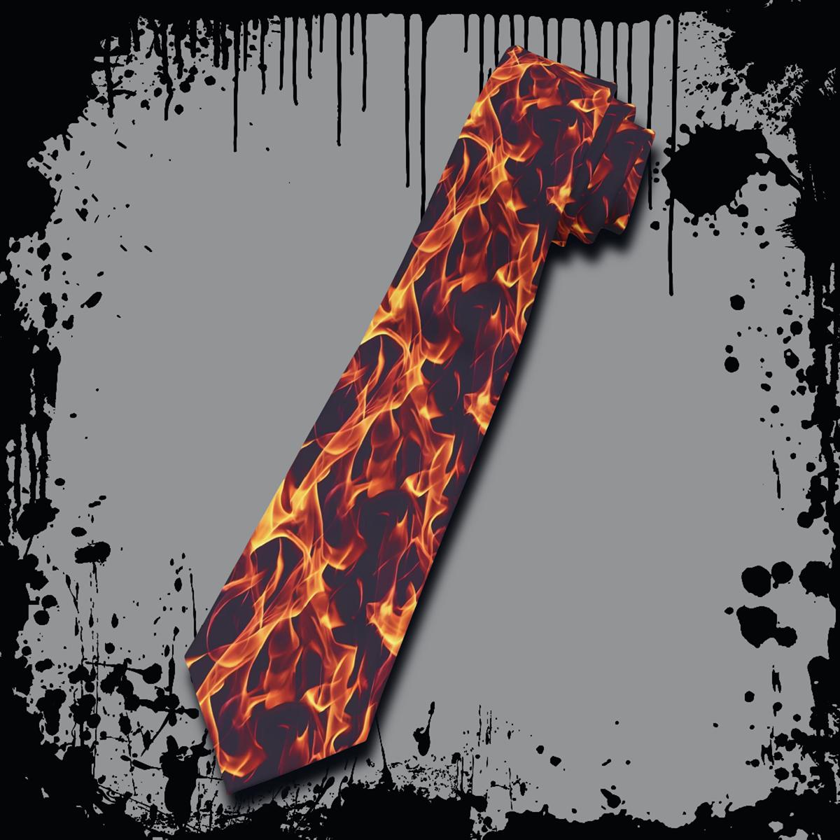 Inferno Blaze Necktie Fiery Flame Pattern Men39s Accessory Graphic Tee – Premium Graphic · Great Gift For Fans