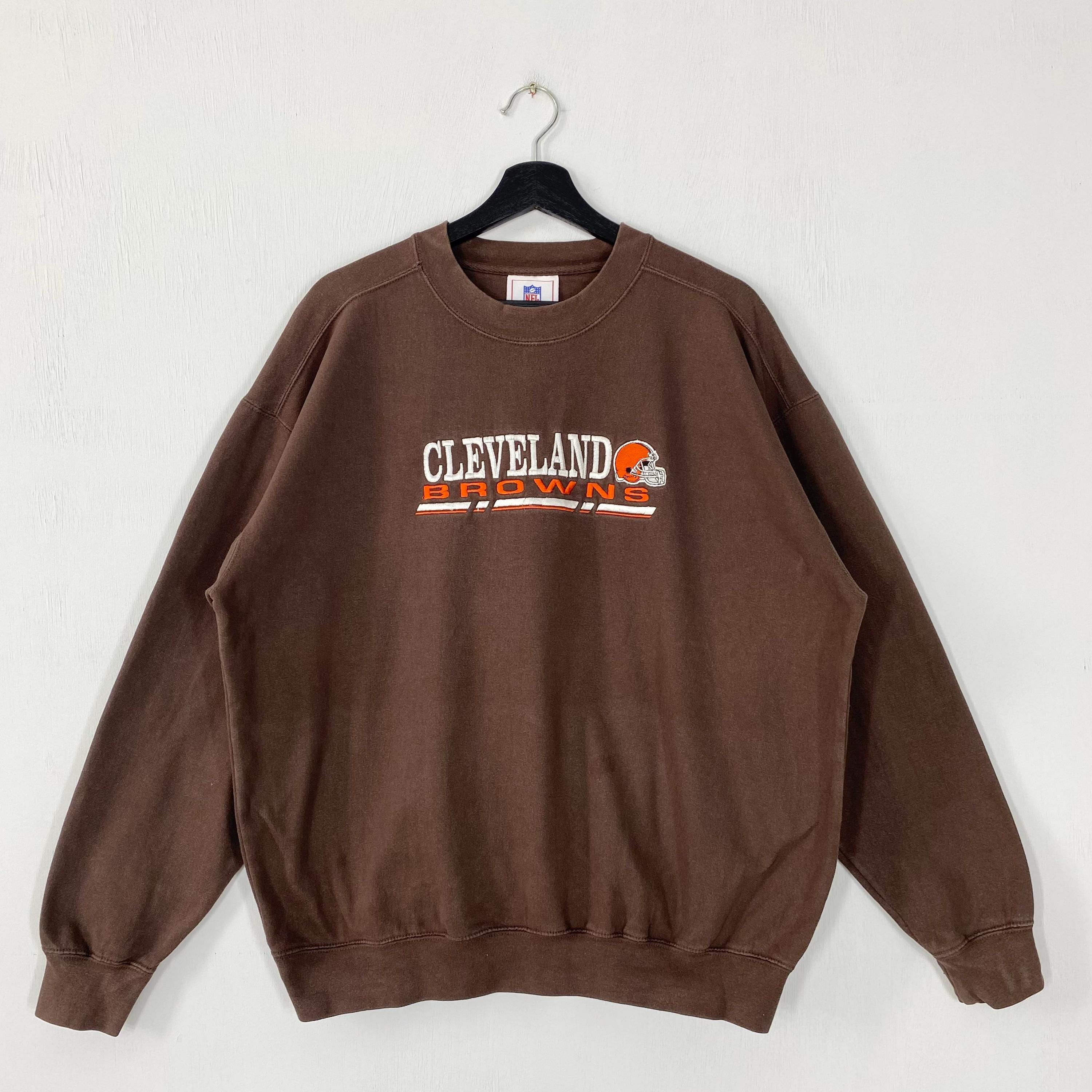 Vintage Cleveland Browns Sweatshirt Cleveland Browns Crewneck Browns Sweater Sportswear NFL Cleveland Browns Embroidered Logo Brown Large Sweatshirt – Feel-Good Design · Perfect For Daily Wear