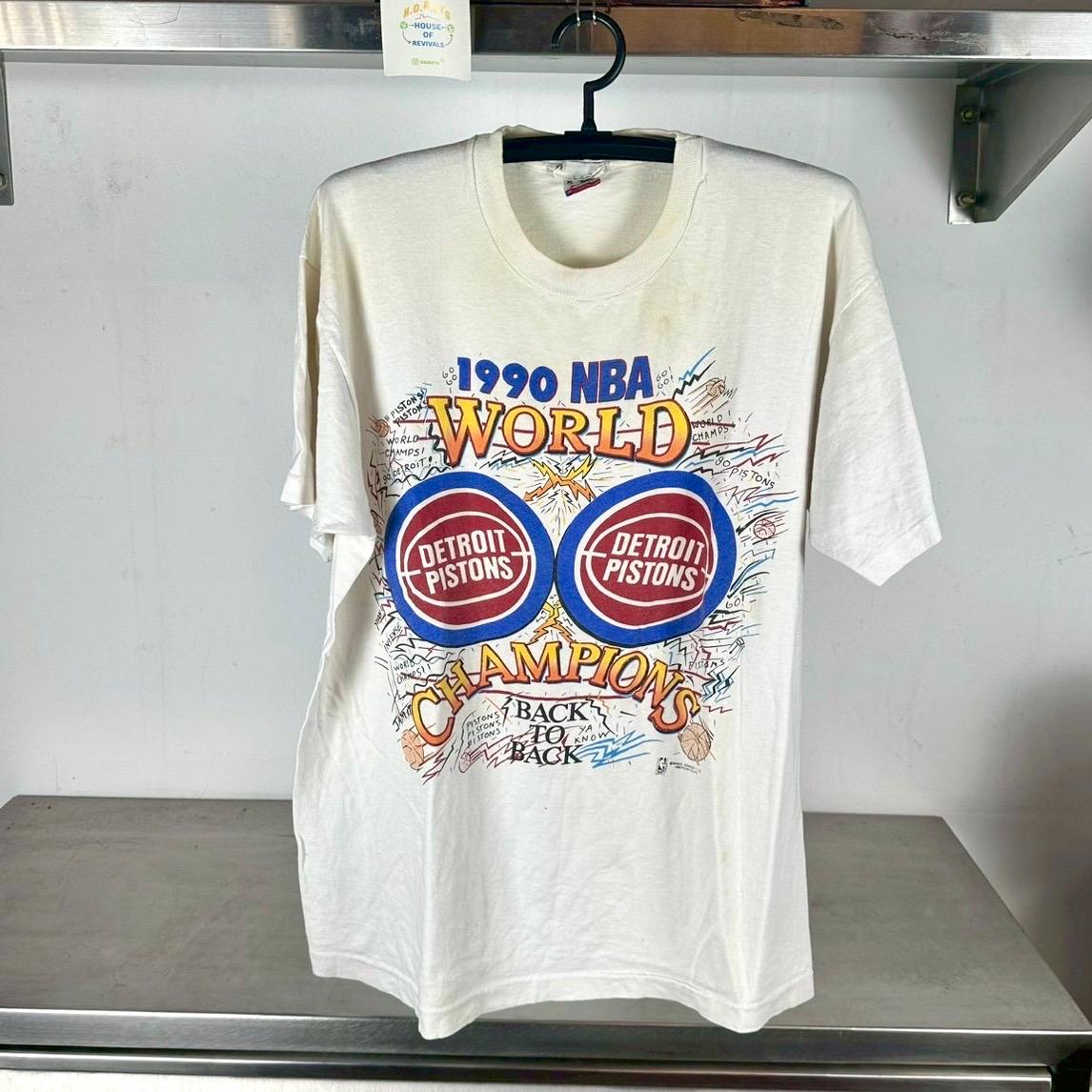 Vintage 1990 Detroit Pistons Back to Back World Champions NBA XL single stitch T shirt Vintage Detroit Pistons Tshirt Vintage Sports shirt Graphic Tee – Soft Feel · Trending Graphic Apparel