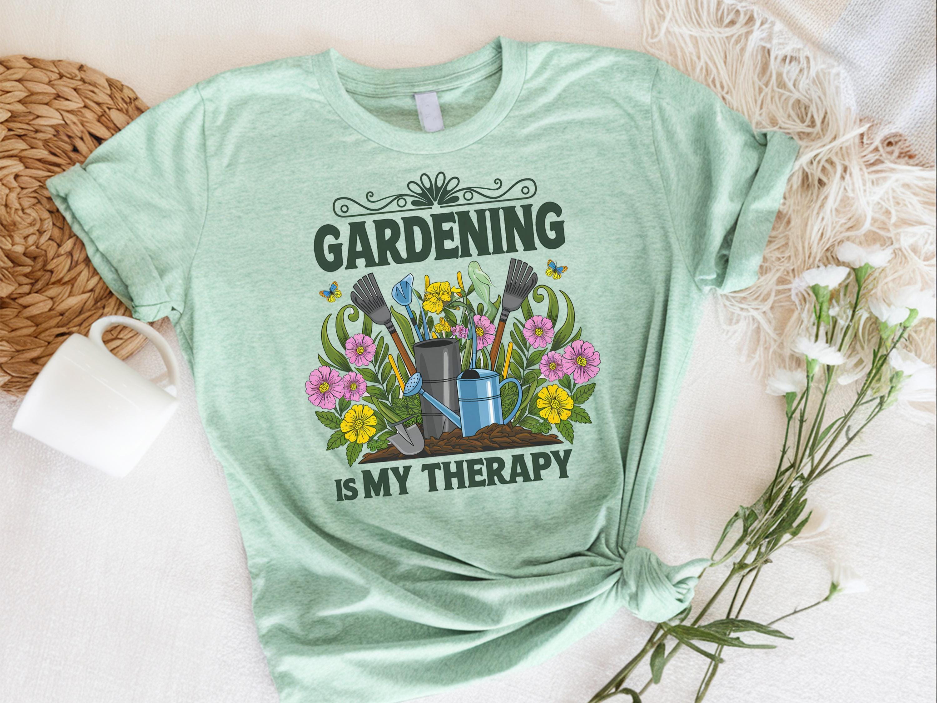 Gardening Is My Therapy Shirt Gardener Gifted Shirt Gift For Mom Gardening Garden Tee Shirt Plant Lovers Shirt Garden Lover Gift Graphic Tee – Aesthetic Look · Great Gift For Fans