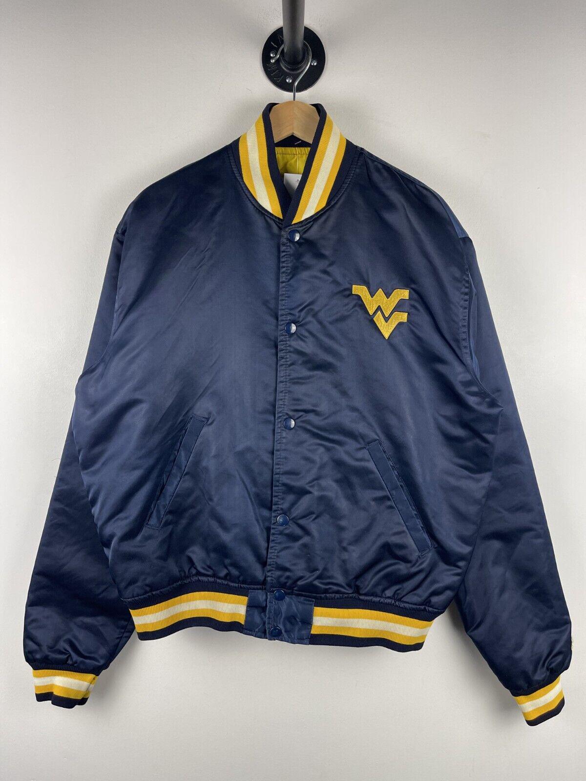 Vintage 80s Starter West Virginia Mountaineers Navy Satin Varsity Jacket Size L Graphic Tee – Aesthetic Look · High-Quality Print