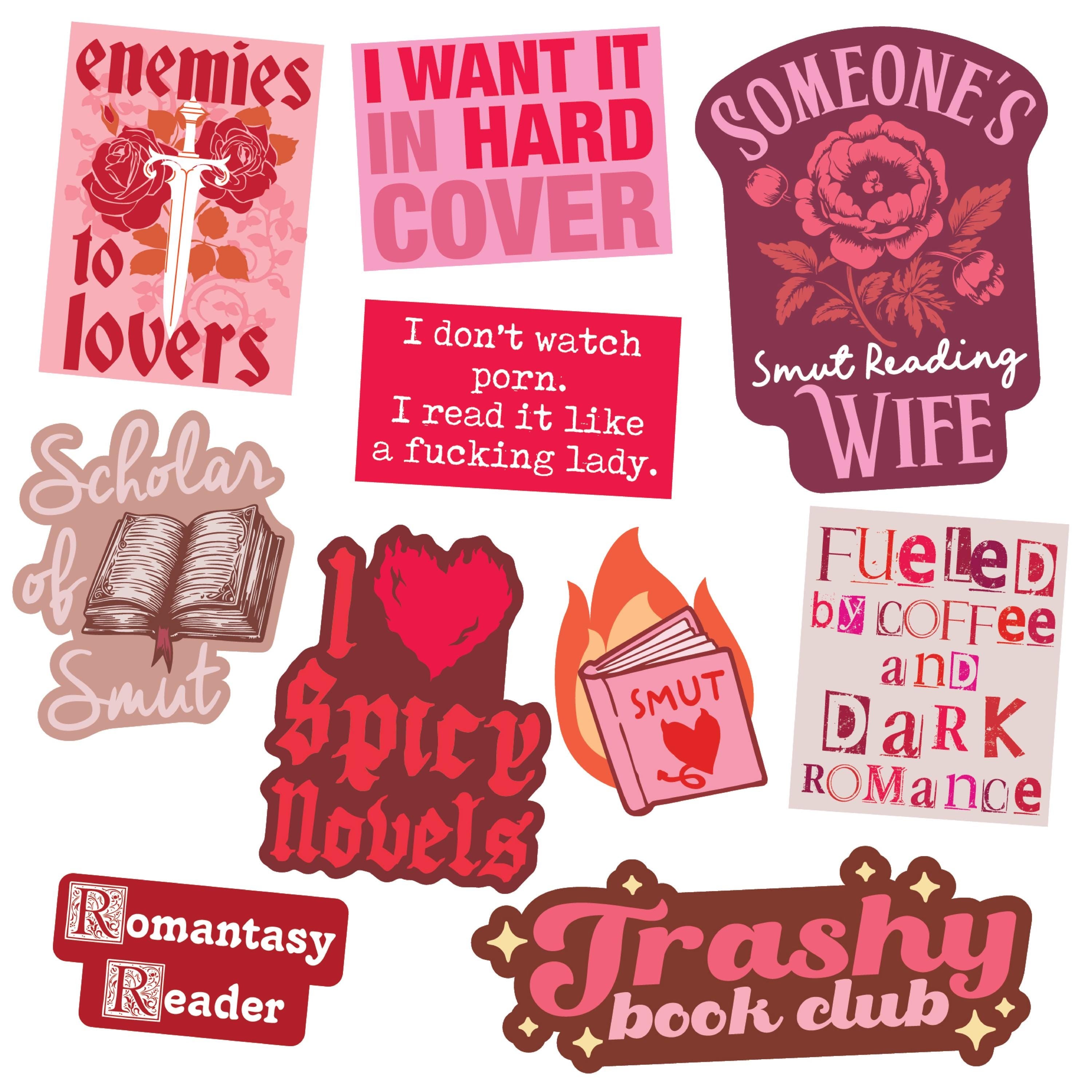 Smut Lover Stickers Set 10 Unique Designs Reading Enthusiast Collection Large Stickers for Adults Readers Spicy Book Lover Stickers Graphic Tee – Cozy Vibes · Trending Graphic Apparel