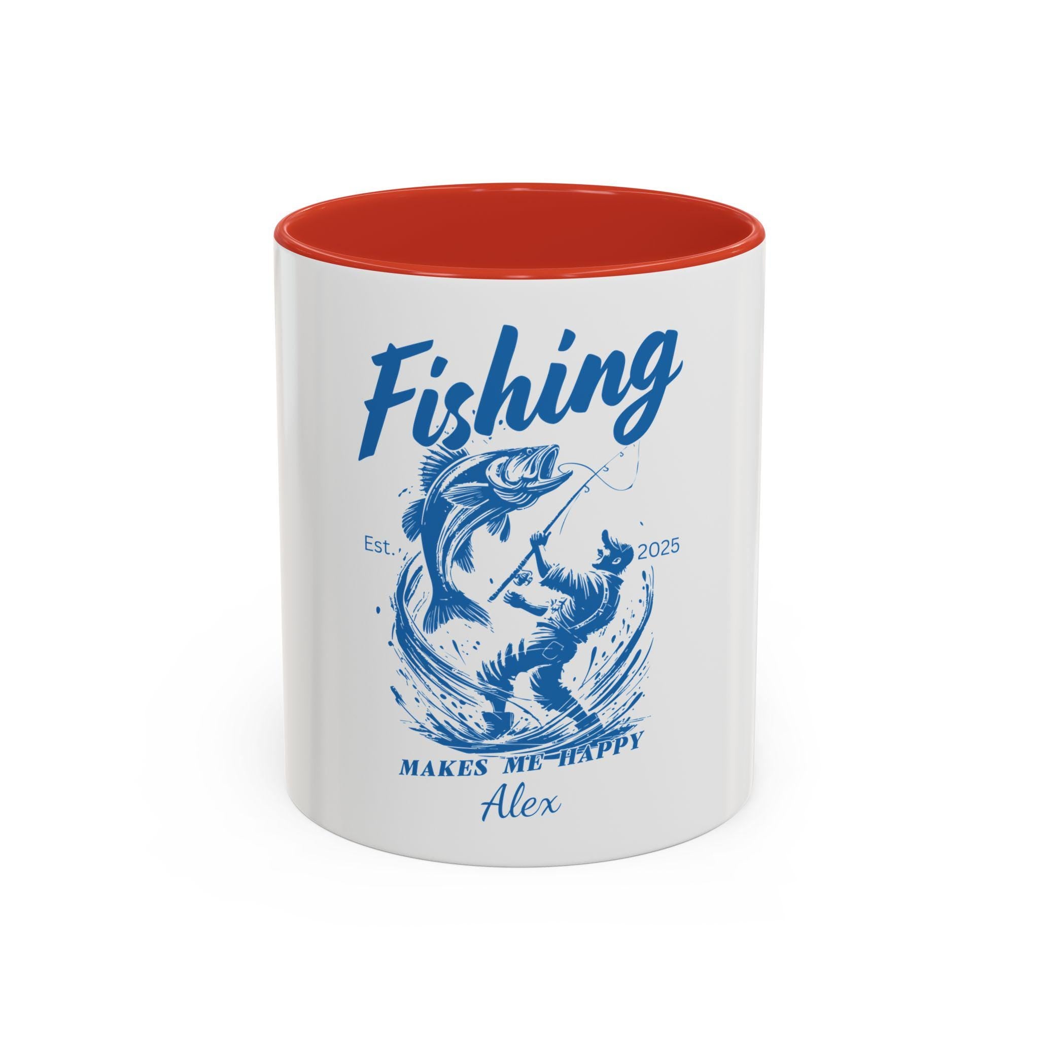 Fishing Accent Coffee Mug Makes Me Happy Custom Gift for Fishermen Fish Lover39s Mug Personalized Coffee Cup Graphic Tee – Soft Feel · Top Pick For Any Outfit