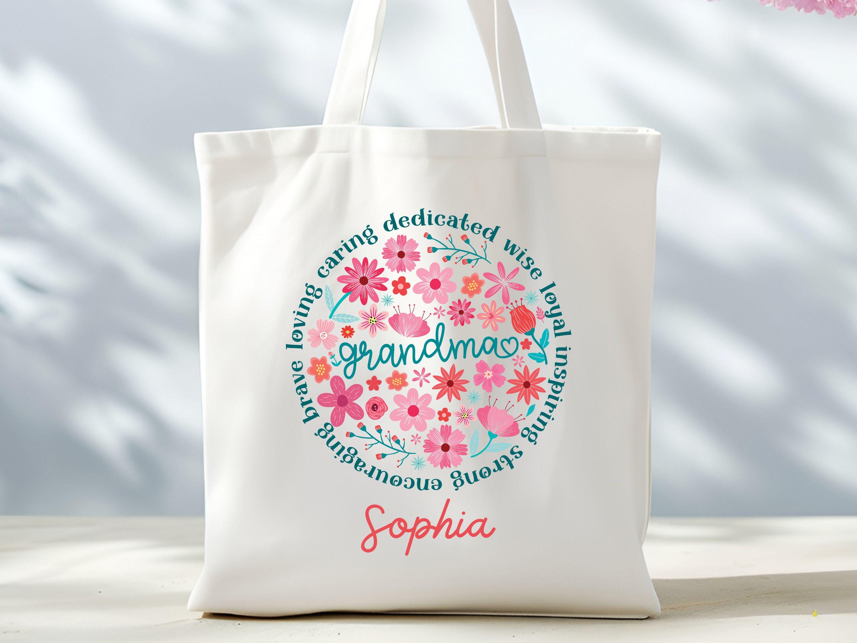 Custom Floral Grandma Tote Bag Retro Grandma Tote Vintage Grandma Name Bag Grandma Grocery Bag Grandma Bag With Zipper Mothers Day Gift Tote Bag – Aesthetic Look · Trending Graphic Apparel