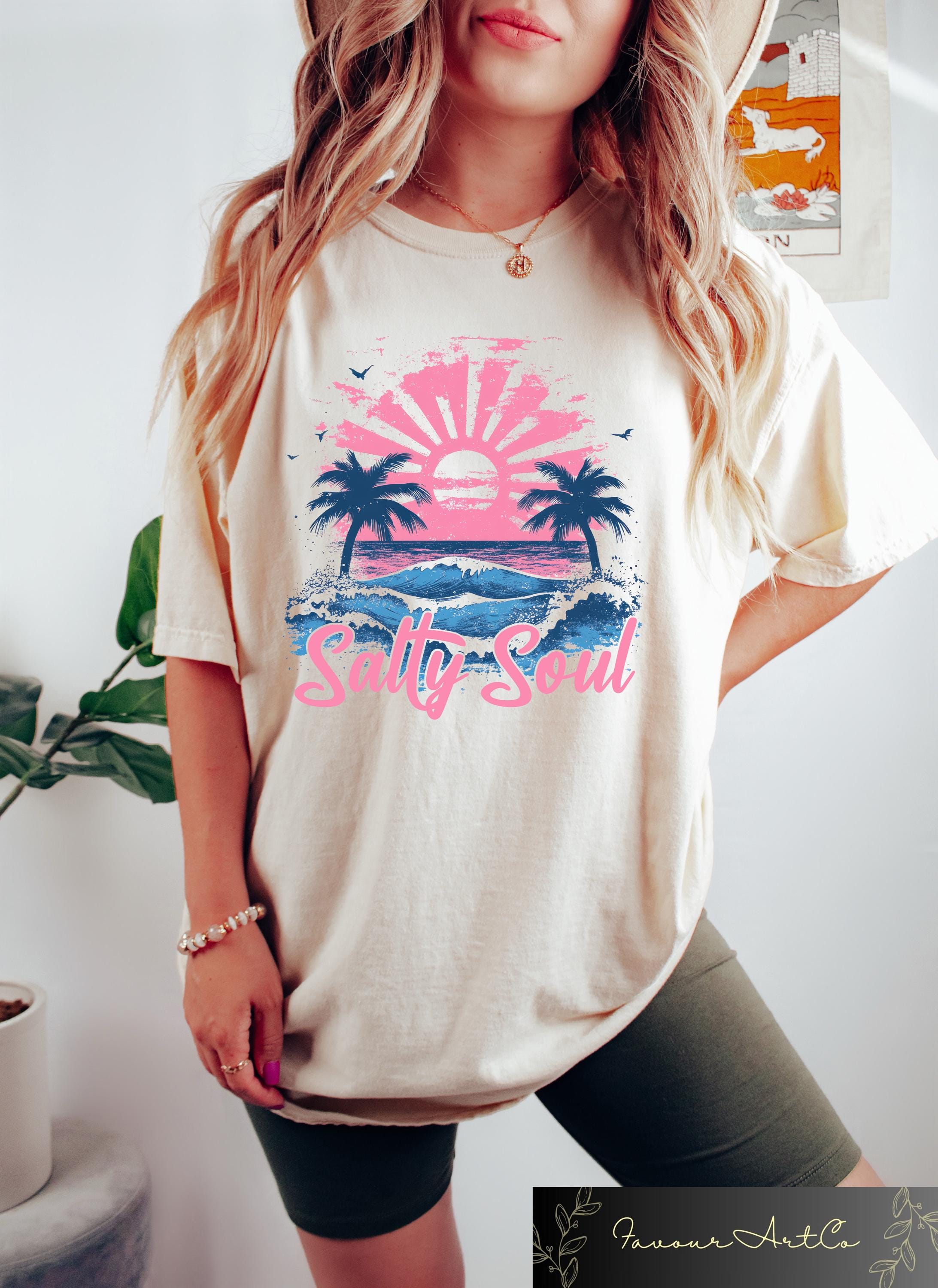 Summer Salty Soul T shirt Trendy Summer Shirt Retro Beach Outfit Summer Vibes Gift Aesthetic Summer Tee Trendy Summer Crewneck Graphic Tee – Fan Favorite · Perfect For Daily Wear