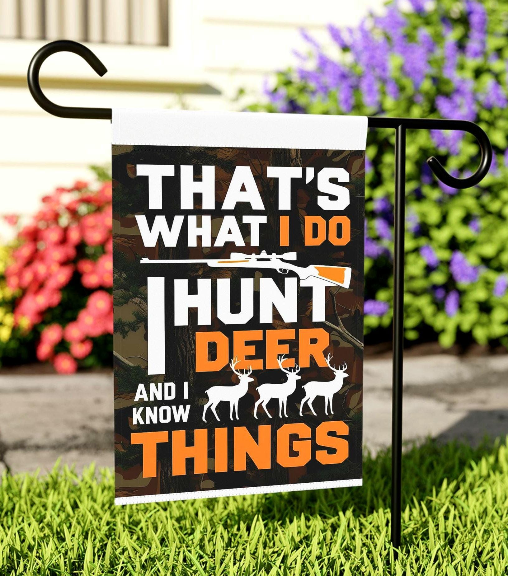Hunting Garden Flag Outdoor Decor for Hunters Garden Banners Nature Lover Gift Man Cave Hunting Season Decoration Housewarming Gift Graphic Tee – Premium Graphic · Trending Graphic Apparel