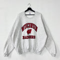 Vintage 80s University Wisconsin Sweatshirt Wisconsin Crewneck Wisconsin Sweater Pullover Wisconsin Badgers Print Logo Grey XXXLarge Sweatshirt – Feel-Good Design · Perfect For Daily Wear