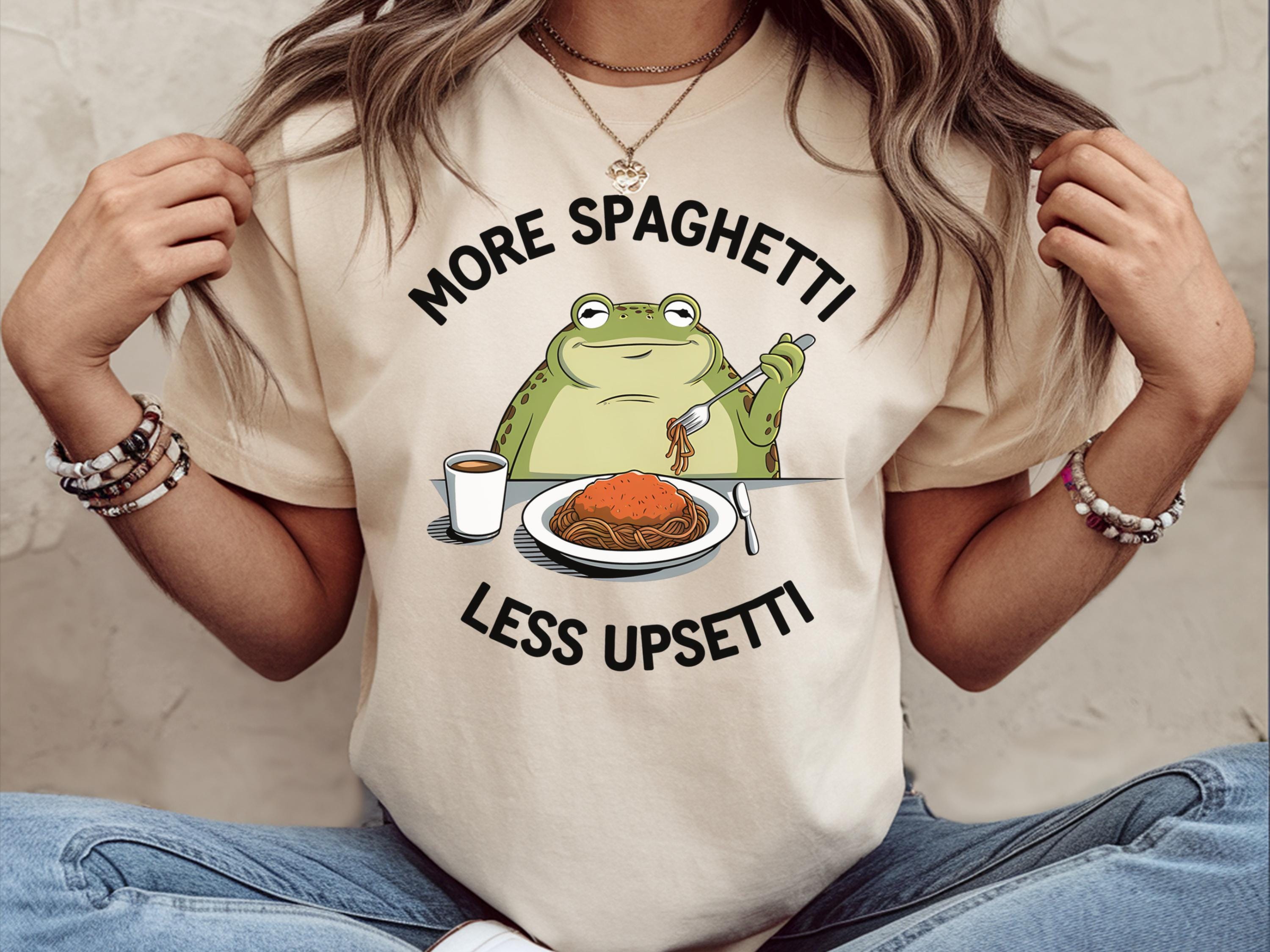 More Spaghetti Less Upsetti Shirt Spaghetti Shirt Funny Frog Shirt Funny Food Tee Shirt Vintage Spaghetti Shirt Spaghetti Lover Gift Graphic Tee – Bold Style · Top Pick For Any Outfit
