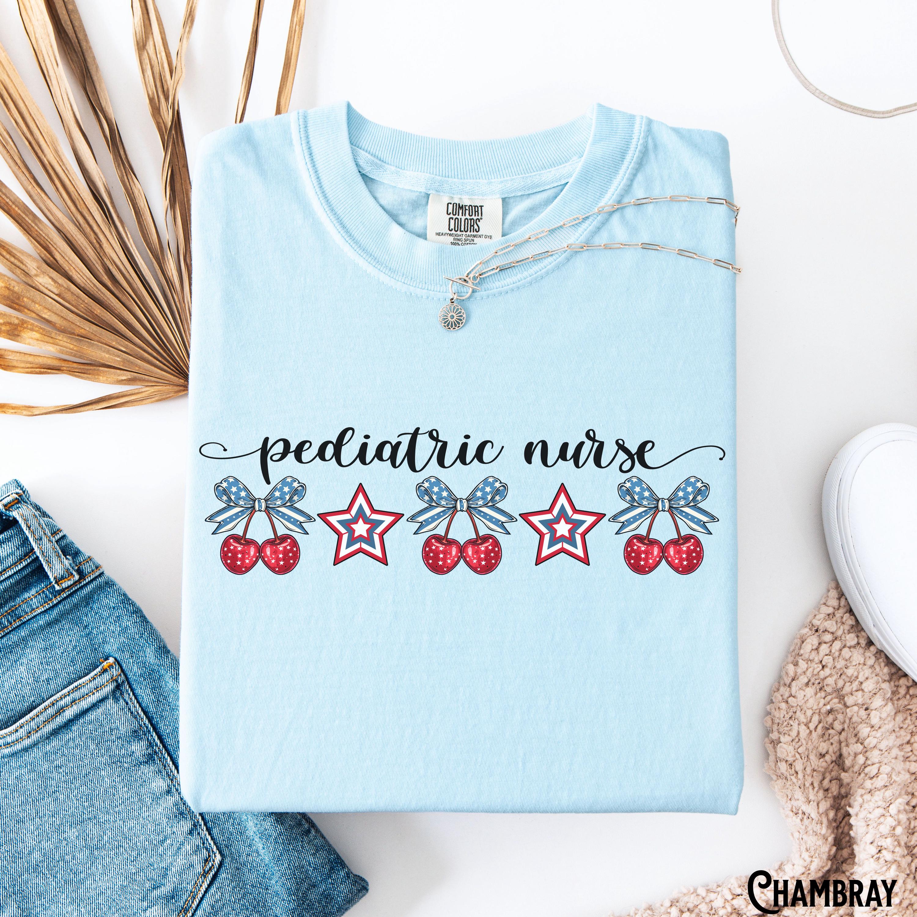 4th of July Pediatric Nurse Shirt PEDS Patriotic Tee Stars RN T Shirt Pediatric Coquette Bow Tshirt PICU Nurse Gift Graphic Tee – Warm & Stylish · Must-Have Style