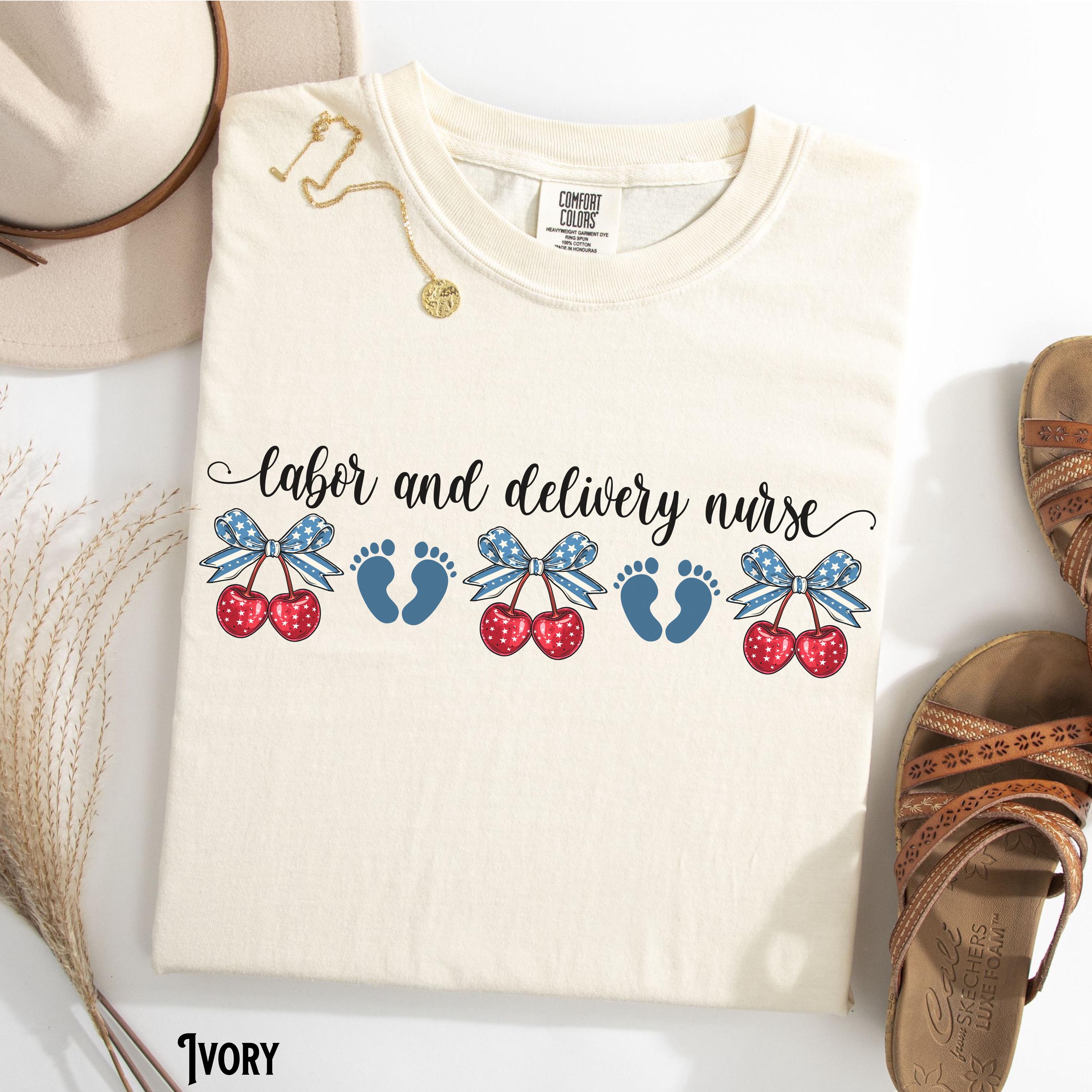 4th of July Labor and Delivery Nurse Shirt L and D Patriotic Tee LD Cherries T Shirt Coquette RN Tshirt Bows Gift Graphic Tee – Bold Style · Trending Graphic Apparel