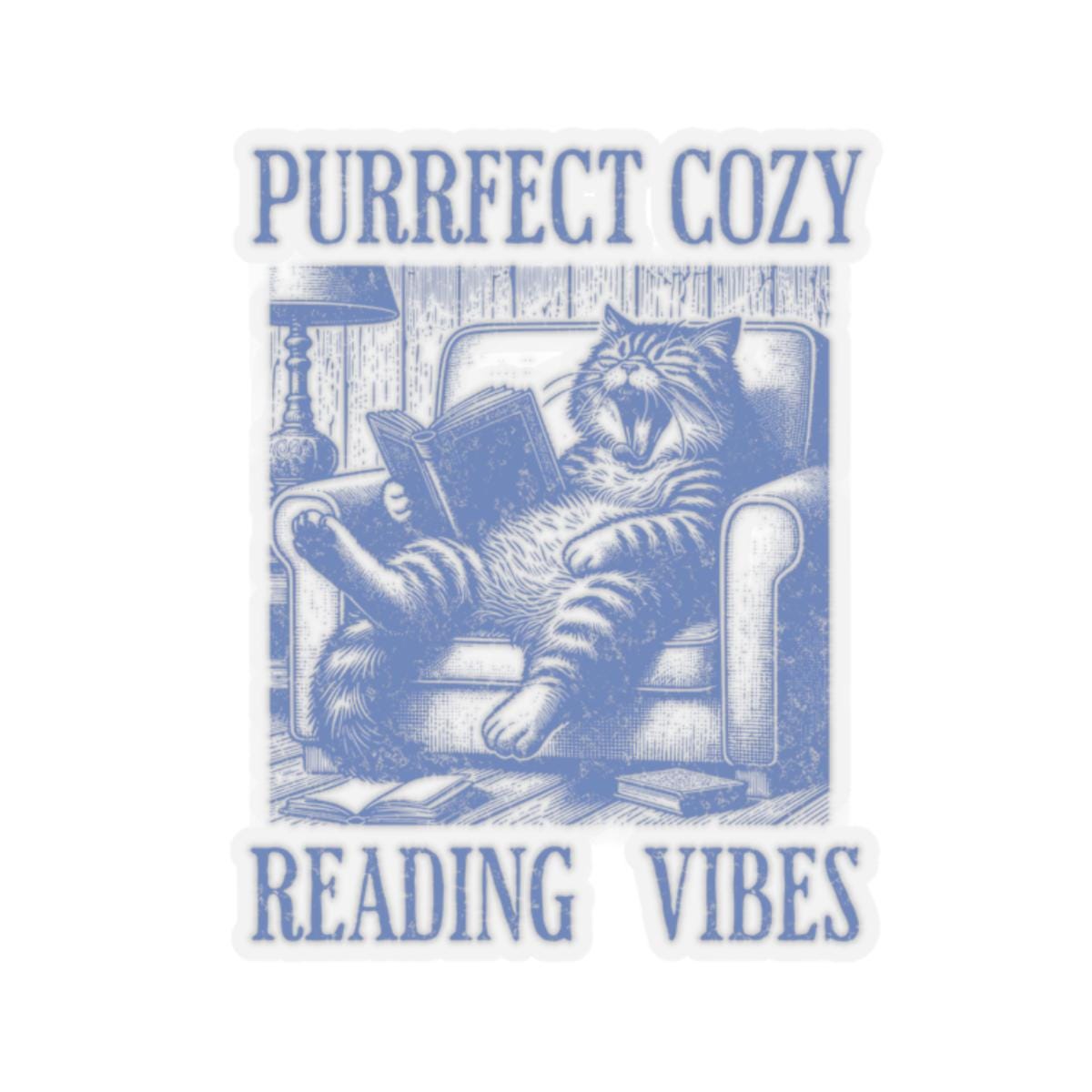 Purrfect Cozy reading vibes Sticker Bookish Cat Sticker Cat reading a book Kindle Stickers Laminated sticker Sticker for Kindle Case Graphic Tee – Cozy Vibes · Trending Graphic Apparel