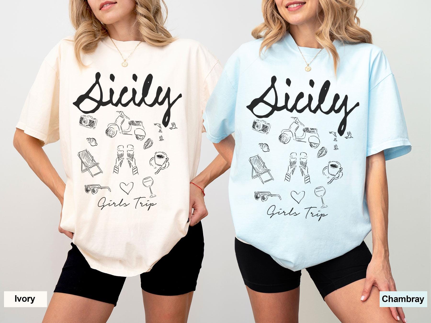 Sicily Italy Shirt Girls Trip Shirts Gifts for Her Comfort Colors Vacation Tshirt Matching Shirts Friends Tee Graphic Tee – Warm & Stylish · Great Gift For Fans