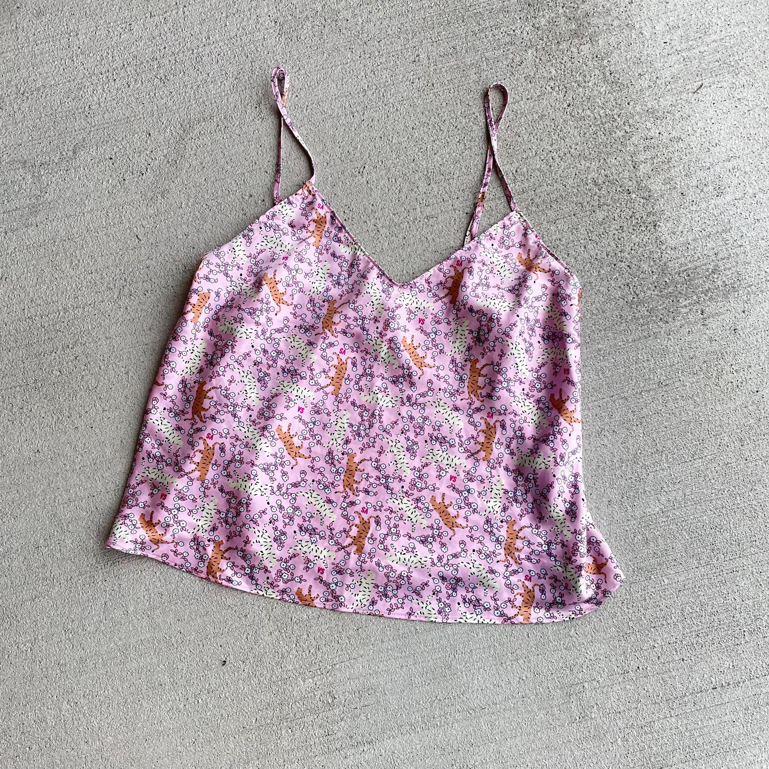 Victoria39s Secret pink floral and tiger print silky satin tank top cami size S Tank Top – Bold Style · High-Quality Print