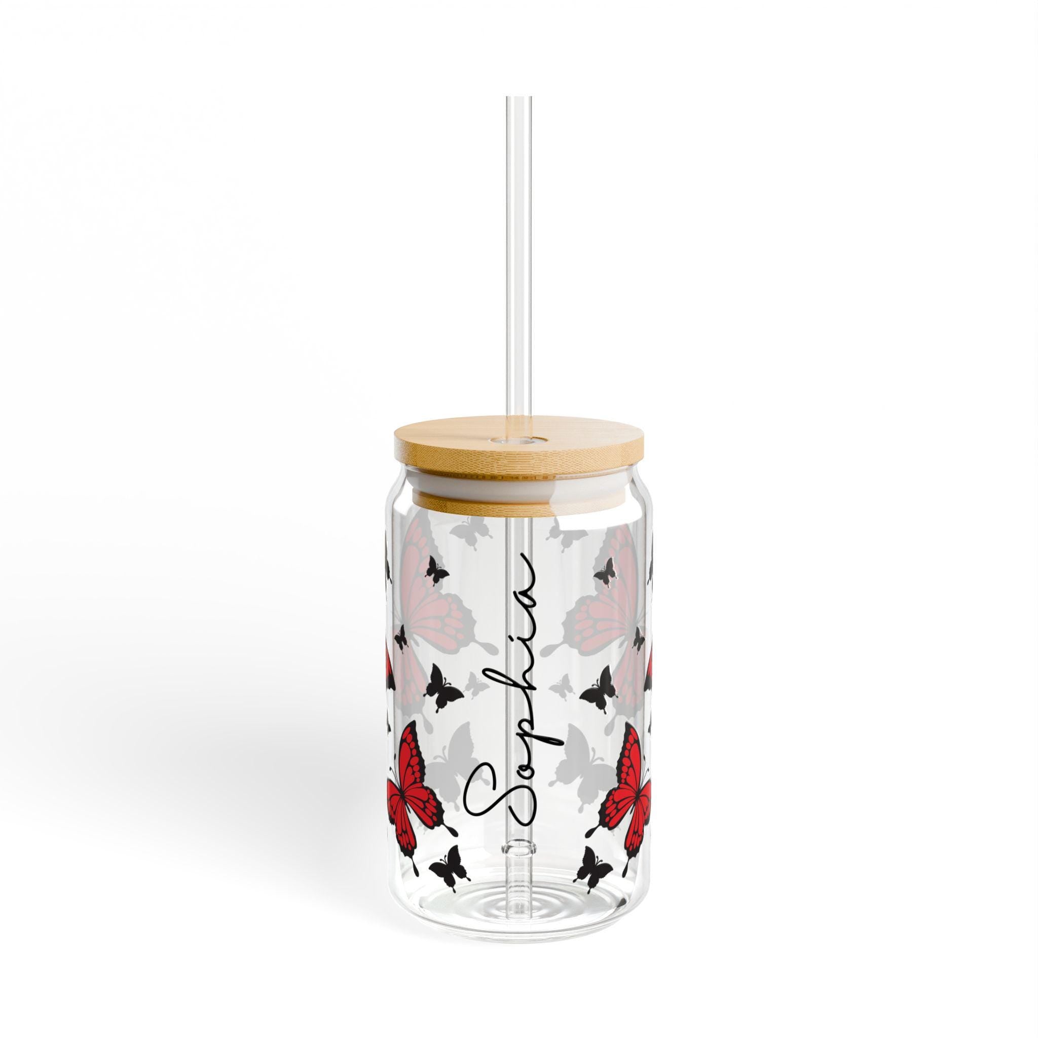 Personalized Butterfly Sipper Glass Elegant Drinkware for Gifts Summer Parties Eco Friendly Tumblers Unique Home Decor Birthday Present Graphic Tee – Warm & Stylish · Must-Have Style