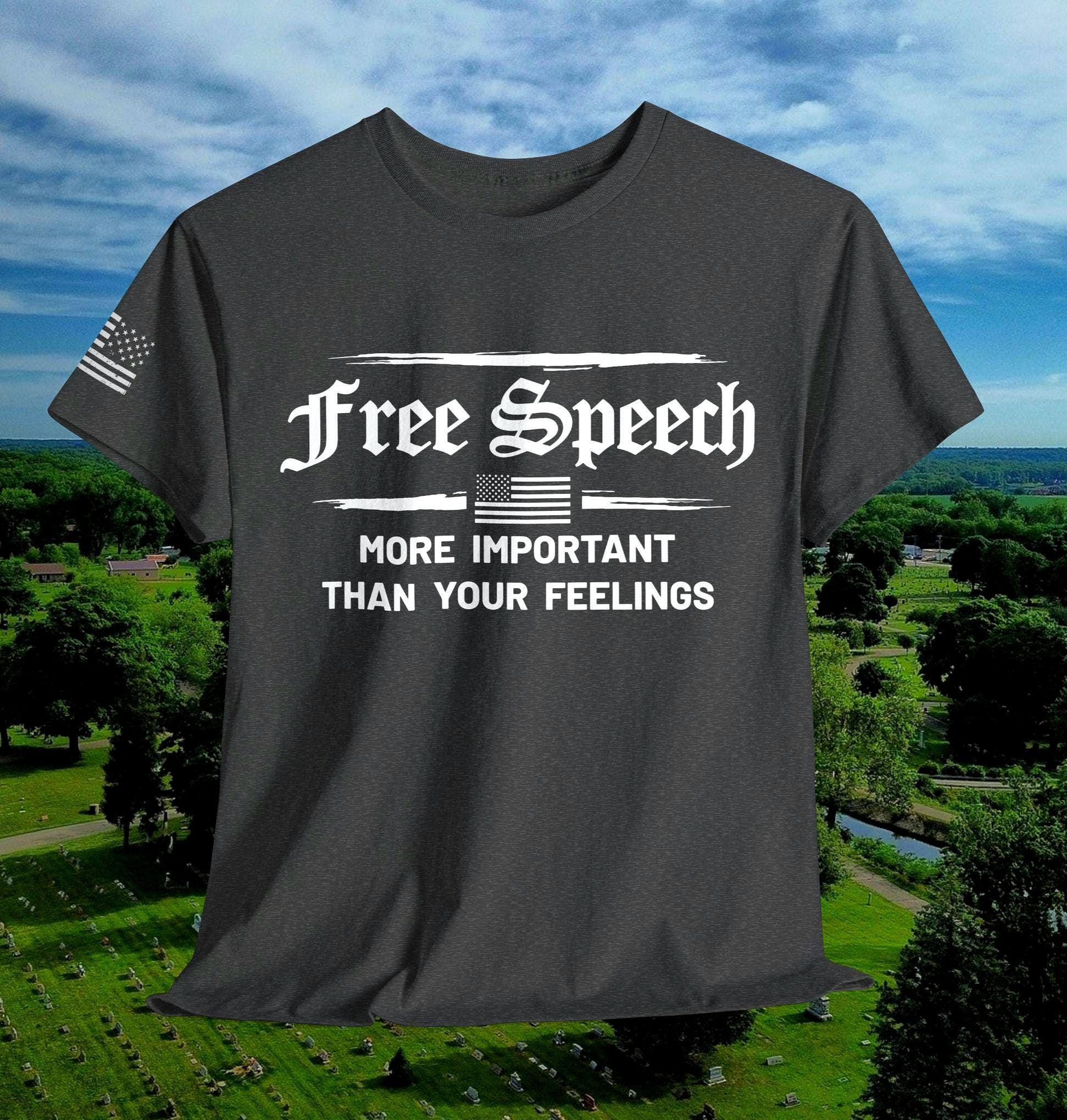 Free Speech First Amendment T Shirt Political Activist Shirt Politics Patriotic Pride Tee Unisex Heavy Cotton Shirt Patriotic Tee Gift Graphic Tee – Fan Favorite · High-Quality Print