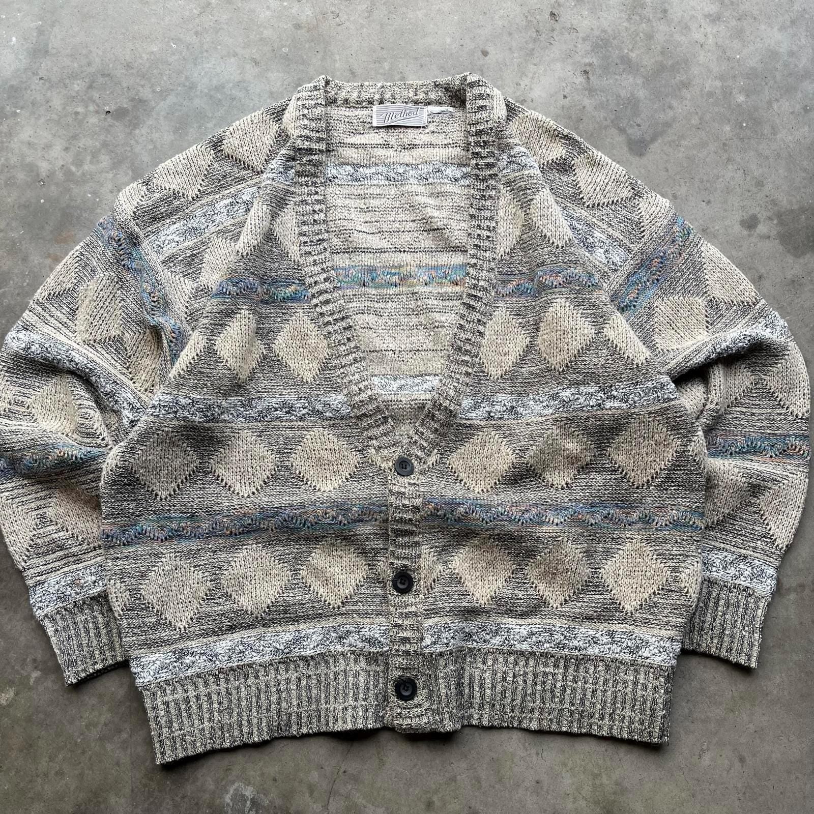 Vintage 90s 3D Knit Coogi Style Grunge Sweater Cardigan Graphic Tee – Aesthetic Look · High-Quality Print
