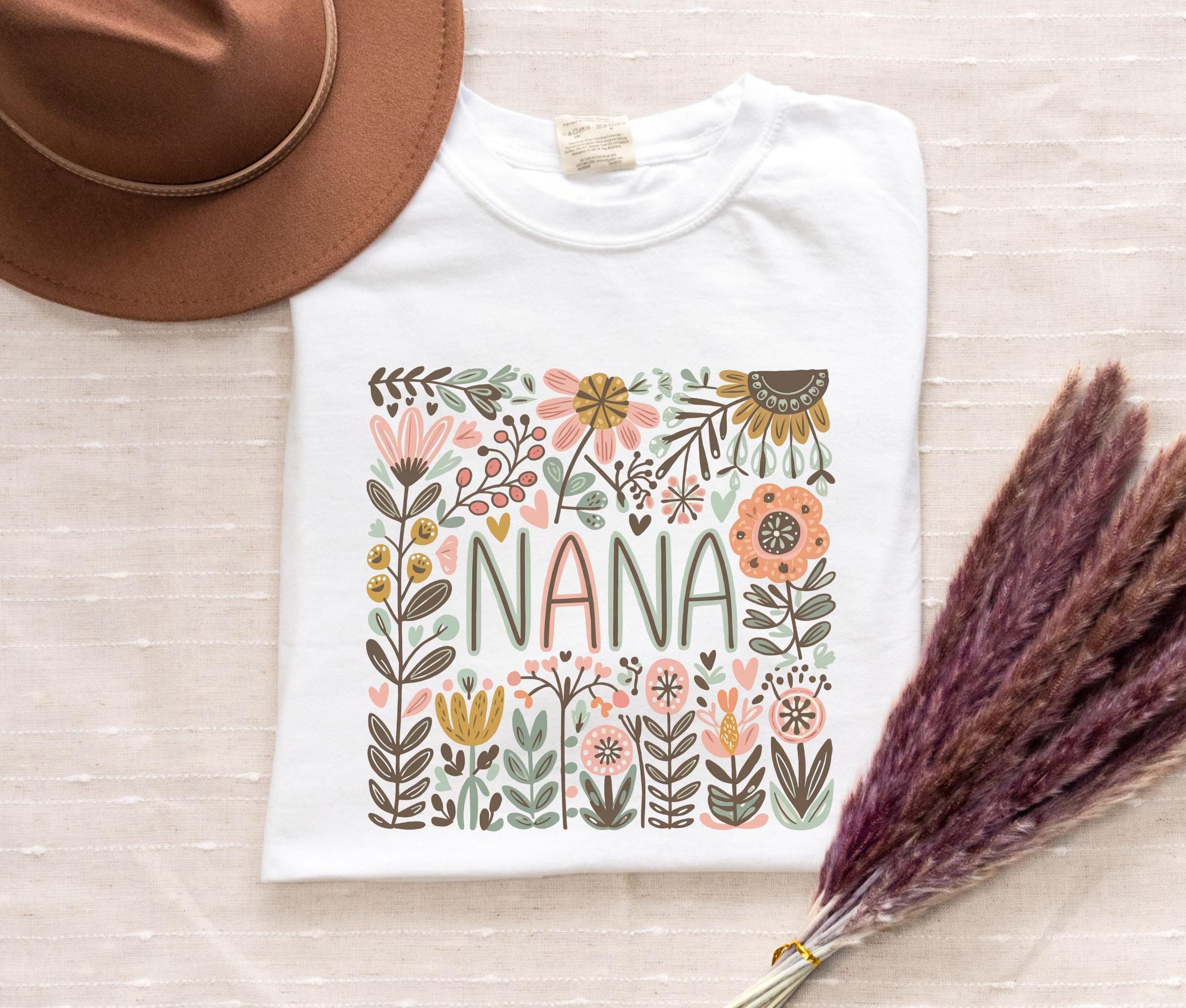 NANA T shirt Mother39s Day Gift for Nana Boho Abstract Floral Botanical Tee Flower Shirt Gift for Nana Graphic Tee – Soft Feel · Perfect For Daily Wear