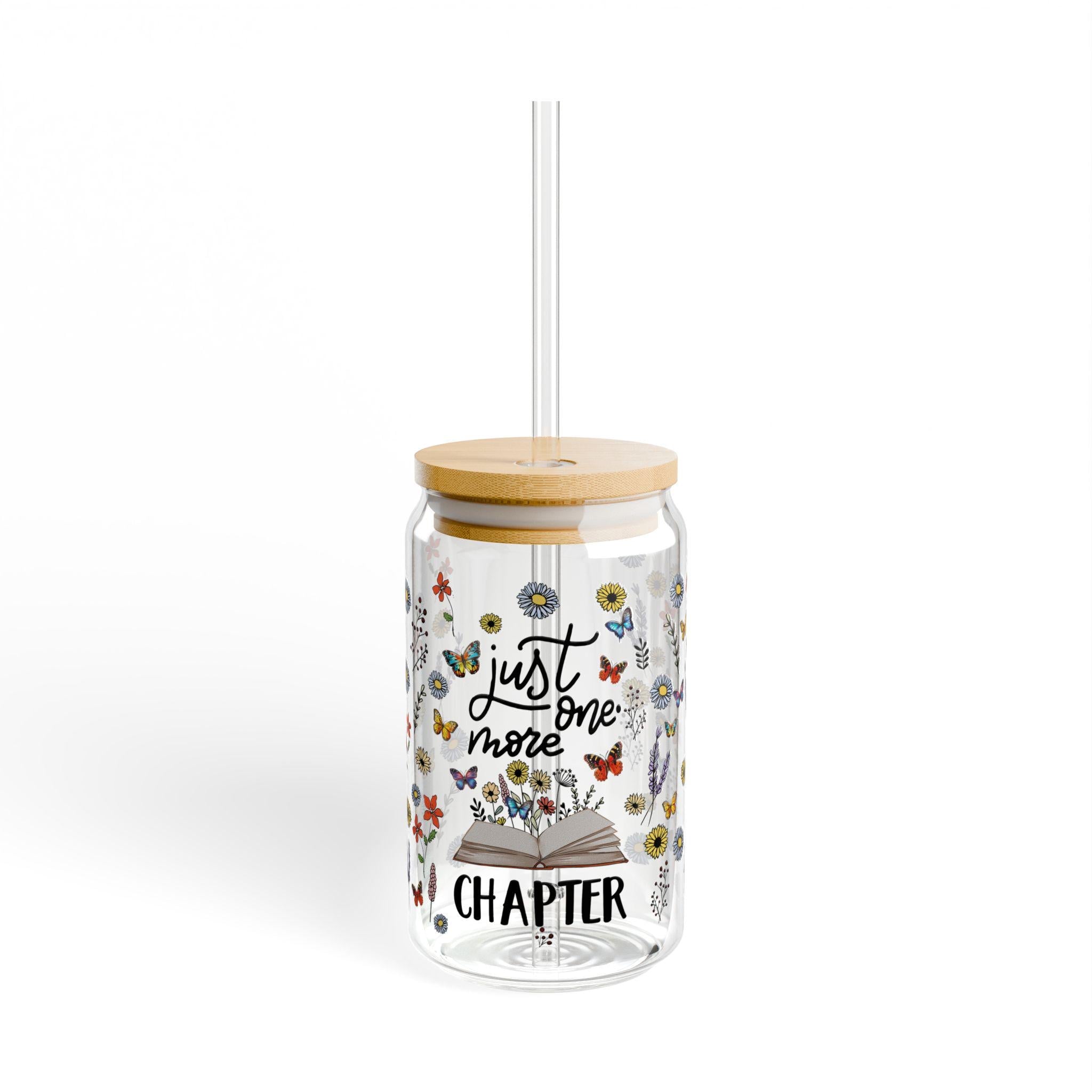 Just One More Chapter 15oz Glass Tumbler With Handle Lid and Straw Book Lover Gift Floral Butterfly Reader Gift Book Club Gift for Her Graphic Tee – Soft Feel · Top Pick For Any Outfit
