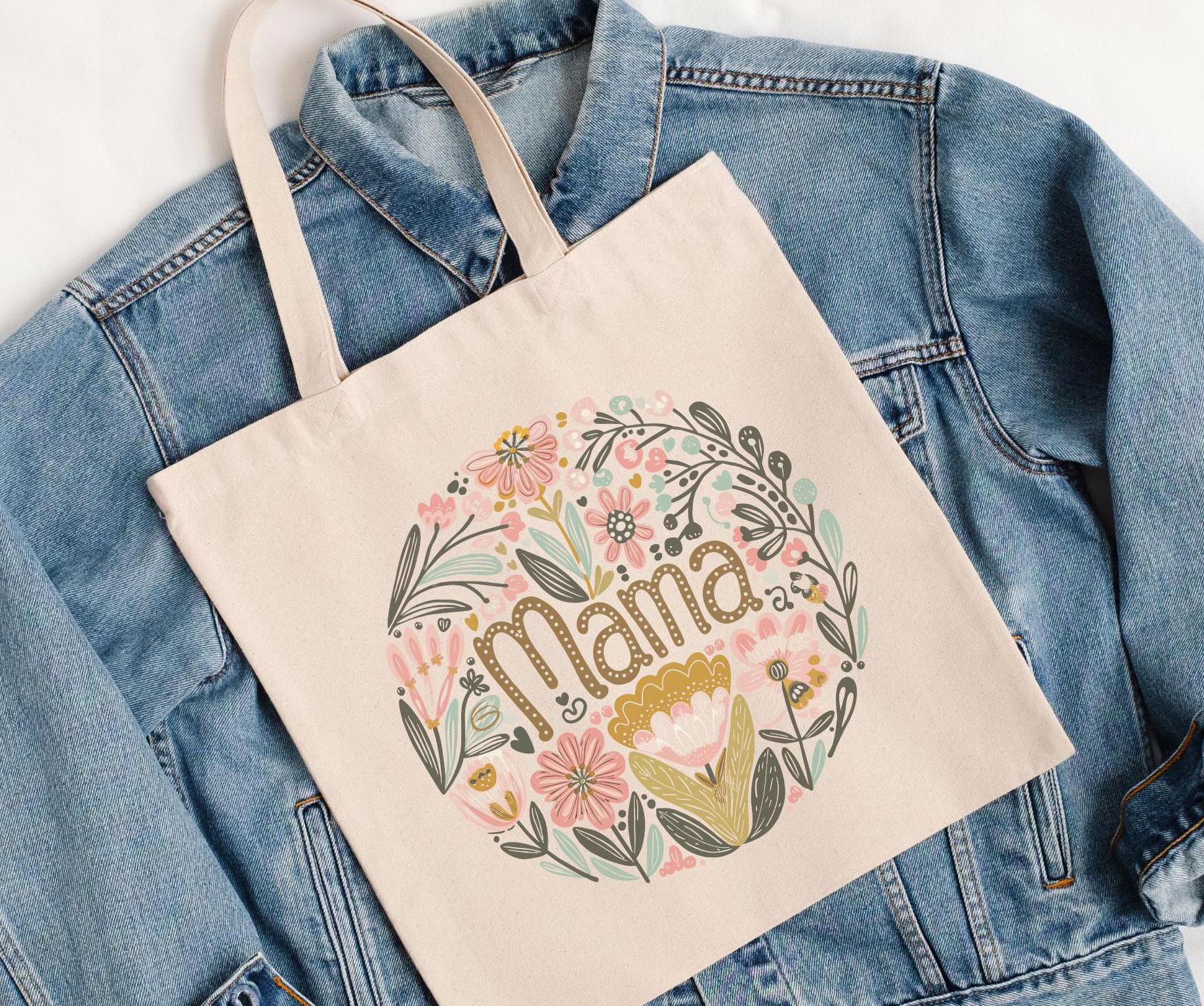 Mama Tote Bag Eco Friendly Cotton Canvas Tote Bag Gift for Mom on Mother39s Day Flower Lover Mom Gift Idea Tote Bag – Fan Favorite · High-Quality Print