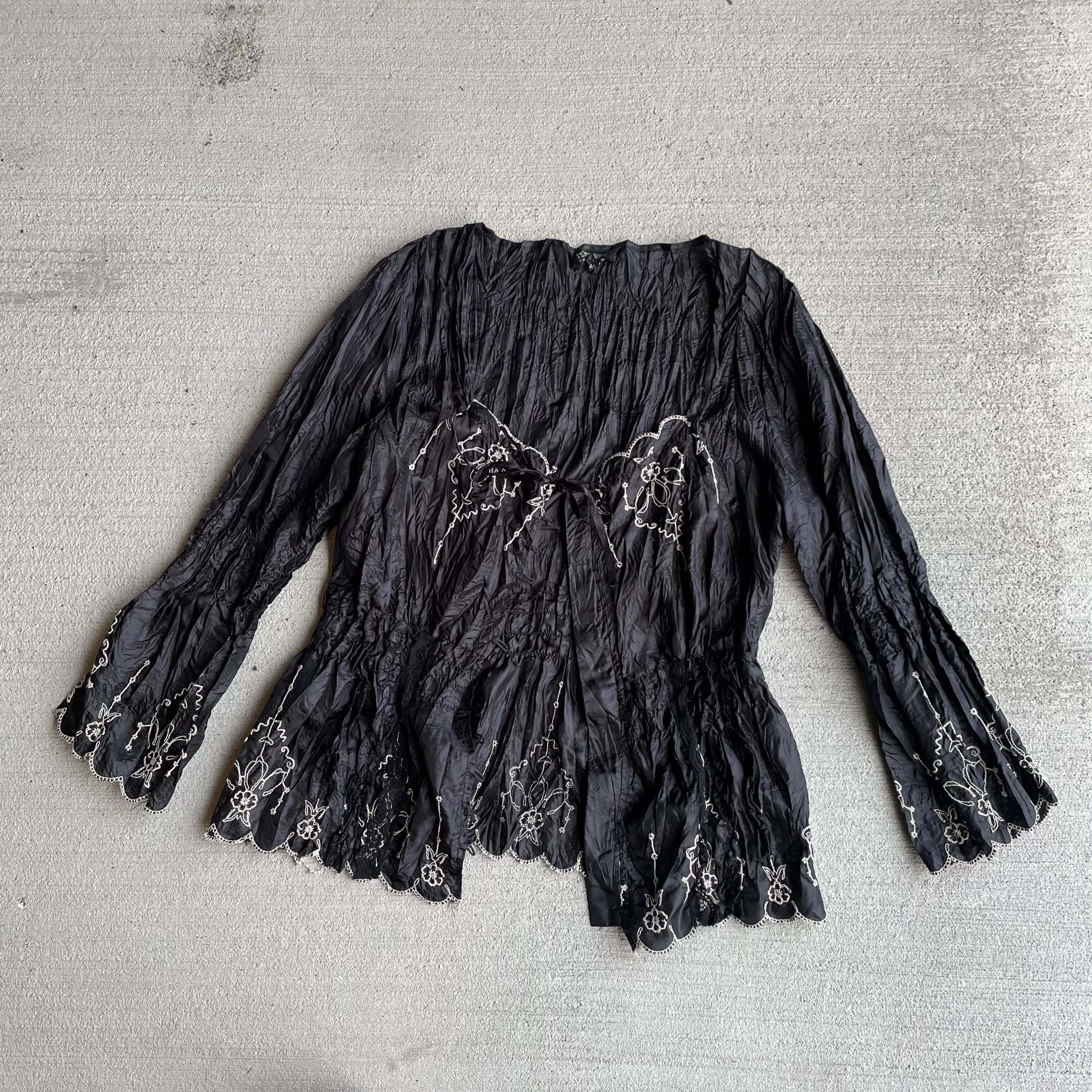 00s vintage black pleated embroidered bolero blouse cardigan plisse whimsy dark fairy boho Graphic Tee – Everyday Comfort · Top Pick For Any Outfit