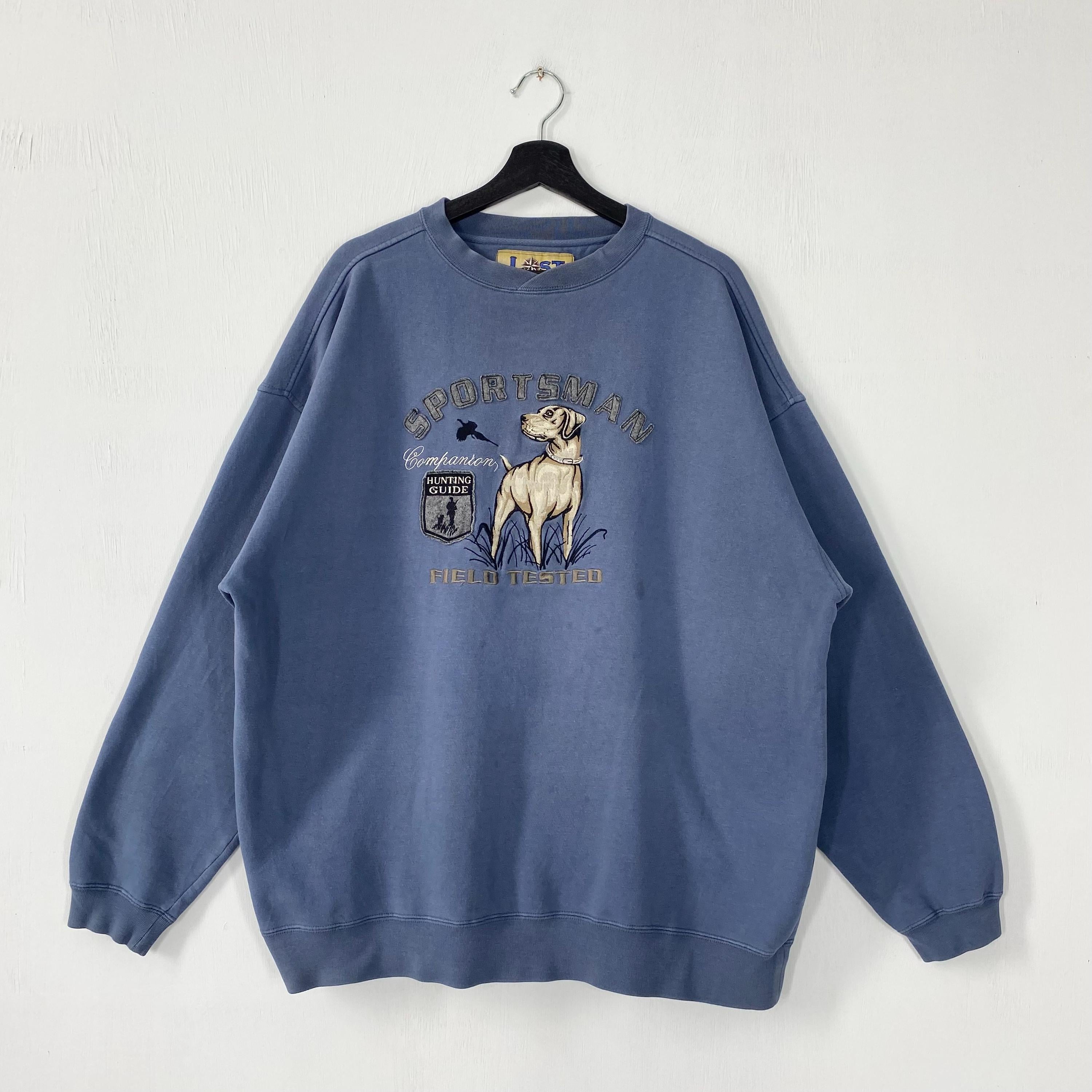 Vintage 90s Outdoor Outfitters Sweatshirt Dog Crewneck Ducks Sweater Pullover Wildlife Wolf Deer Dog Ducks Unlimited Print Logo Blue XLarge Sweatshirt – Warm & Stylish · Top Pick For Any Outfit