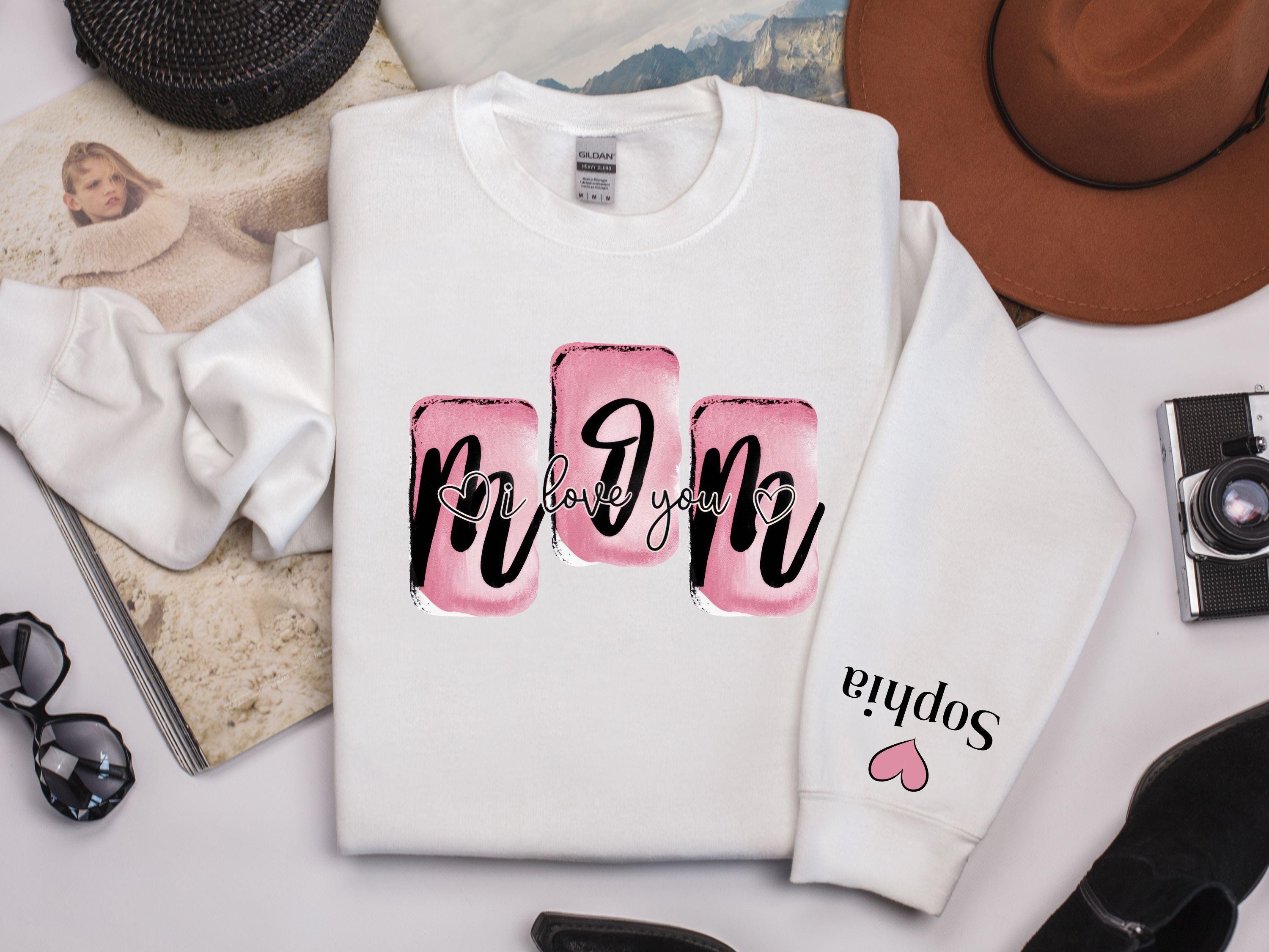 Custom Mom Sweatshirt with Kid Name on Sleeve Personalized Mama Sweatshirt Gift Momma Sweatshirt Christmas Gift for Mom Gift for Her Sweatshirt – Soft Feel · Top Pick For Any Outfit