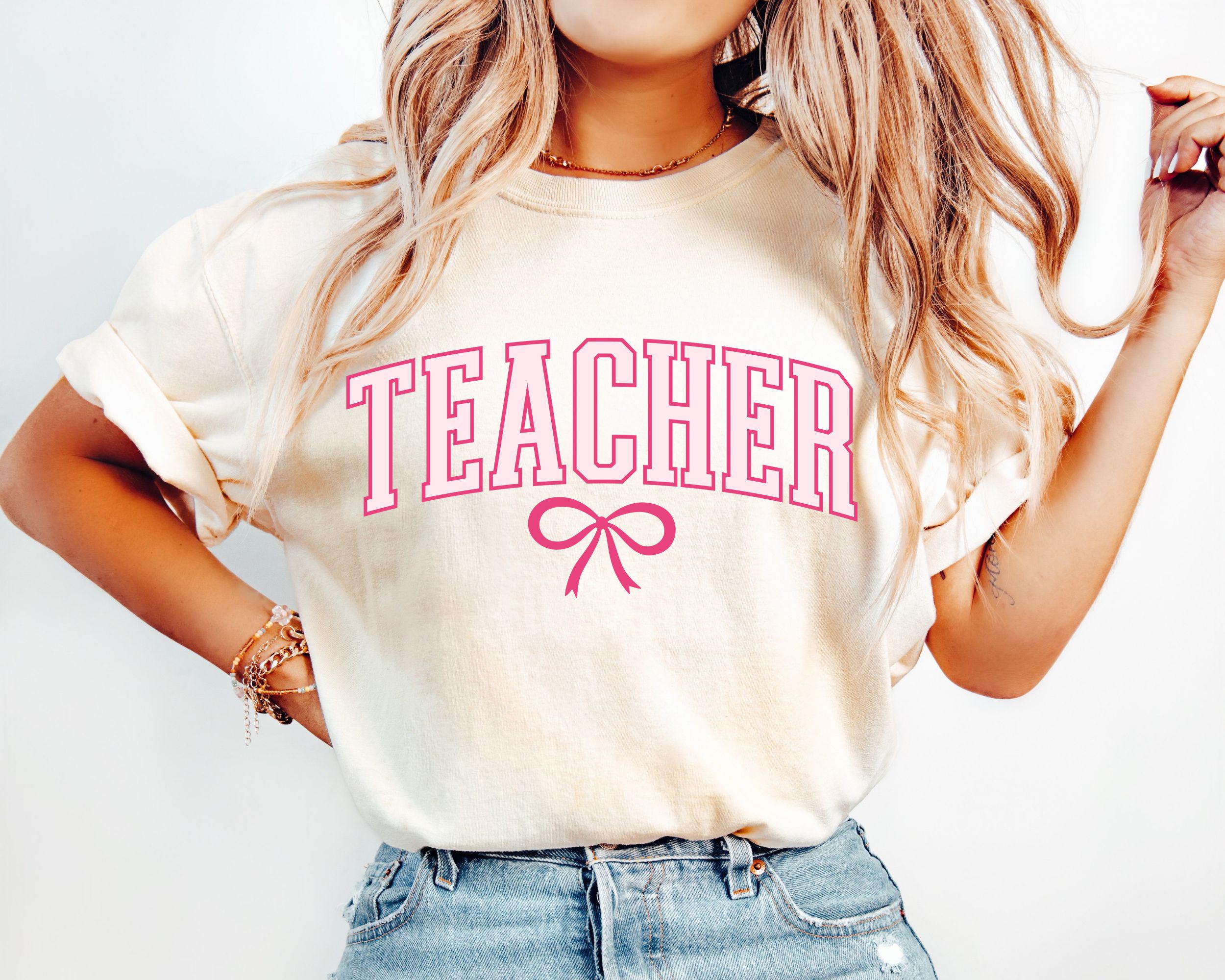 Teacher Shirt Floral Teacher T shirt Coquette Bow Teacher T Shirt Springtime Teacher Tee Mother39s Day Teacher Gift Appreciation Gift Graphic Tee – Cozy Vibes · Perfect For Daily Wear